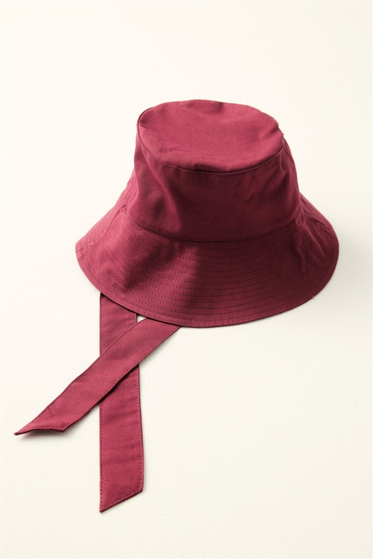 Bağlama Detaylı Bucket Şapka - Bordo