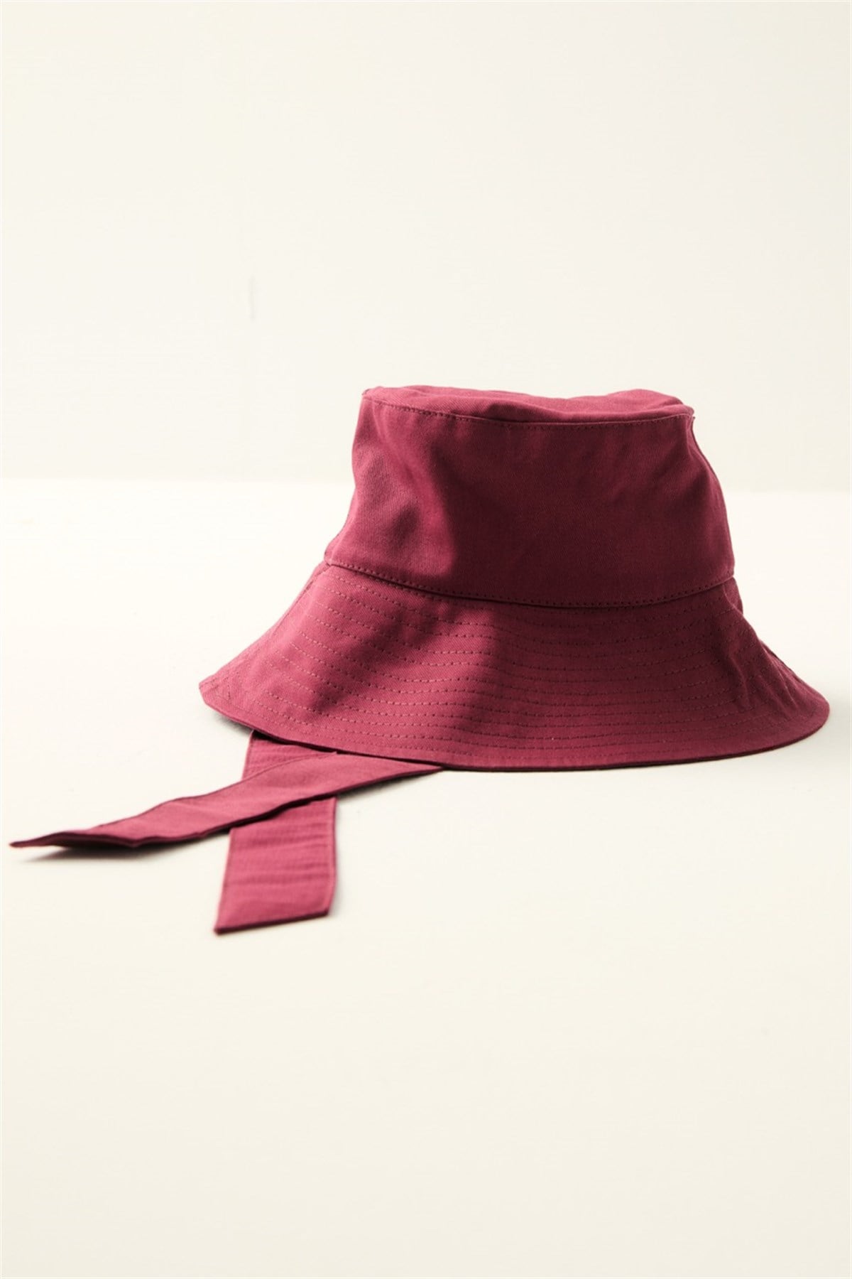 Bağlama Detaylı Bucket Şapka - Bordo