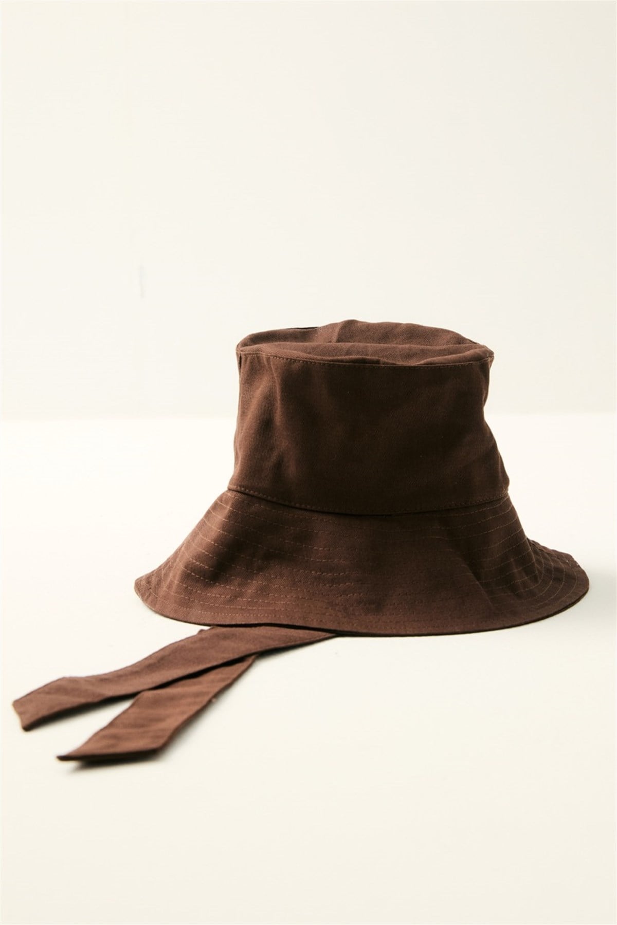 Bağlama Detaylı Bucket Şapka - Kahve