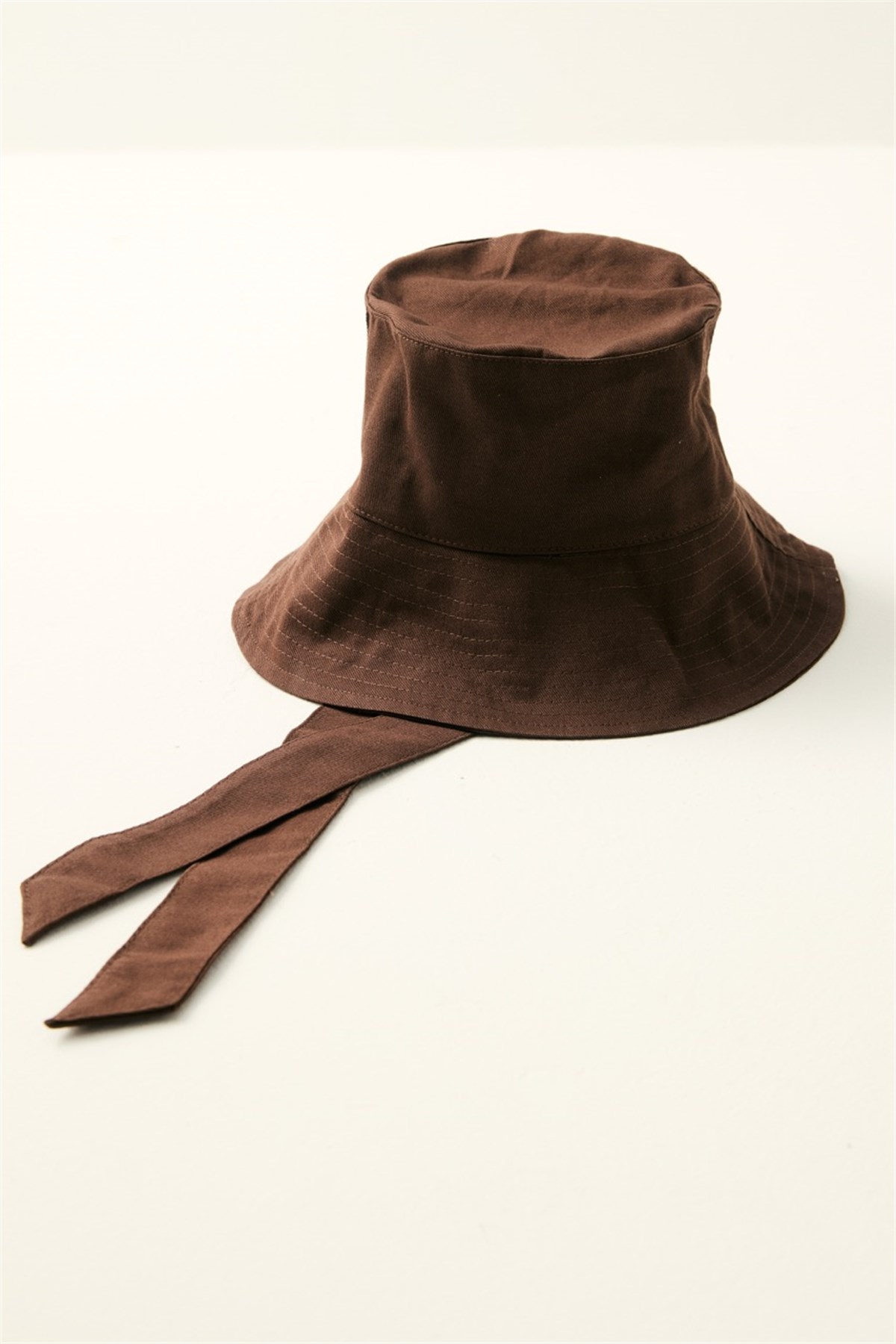 Bağlama Detaylı Bucket Şapka - Kahve