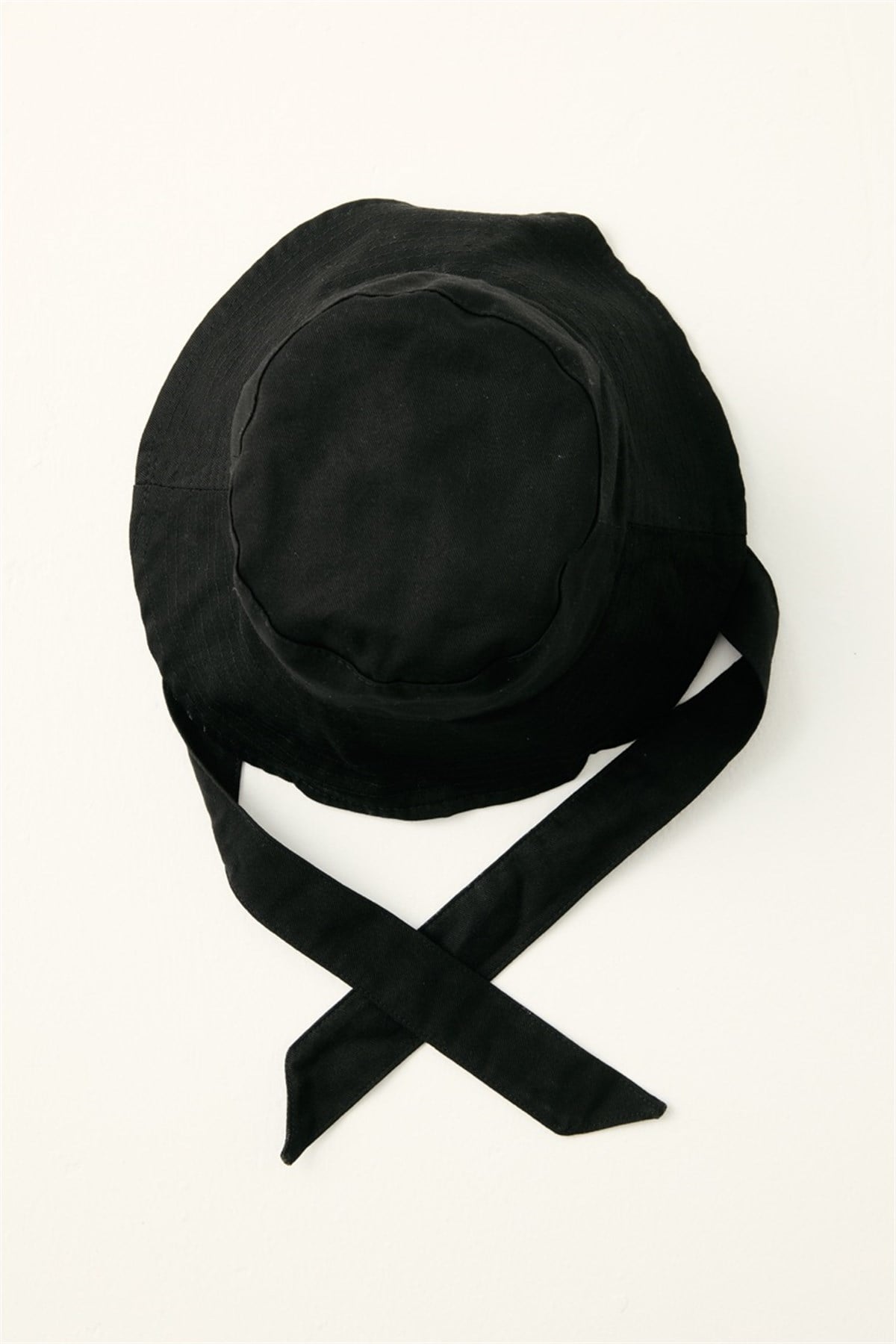 Bağlama Detaylı Bucket Şapka - Siyah