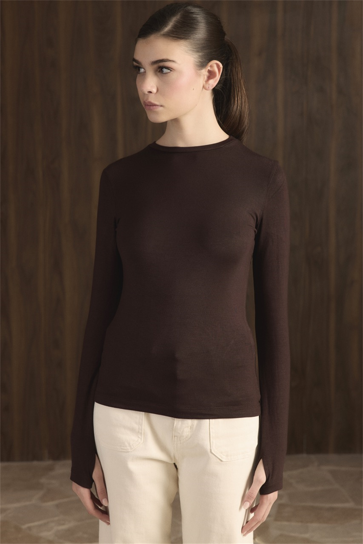 Balıkçı Yaka Basic Body - Acı Kahve