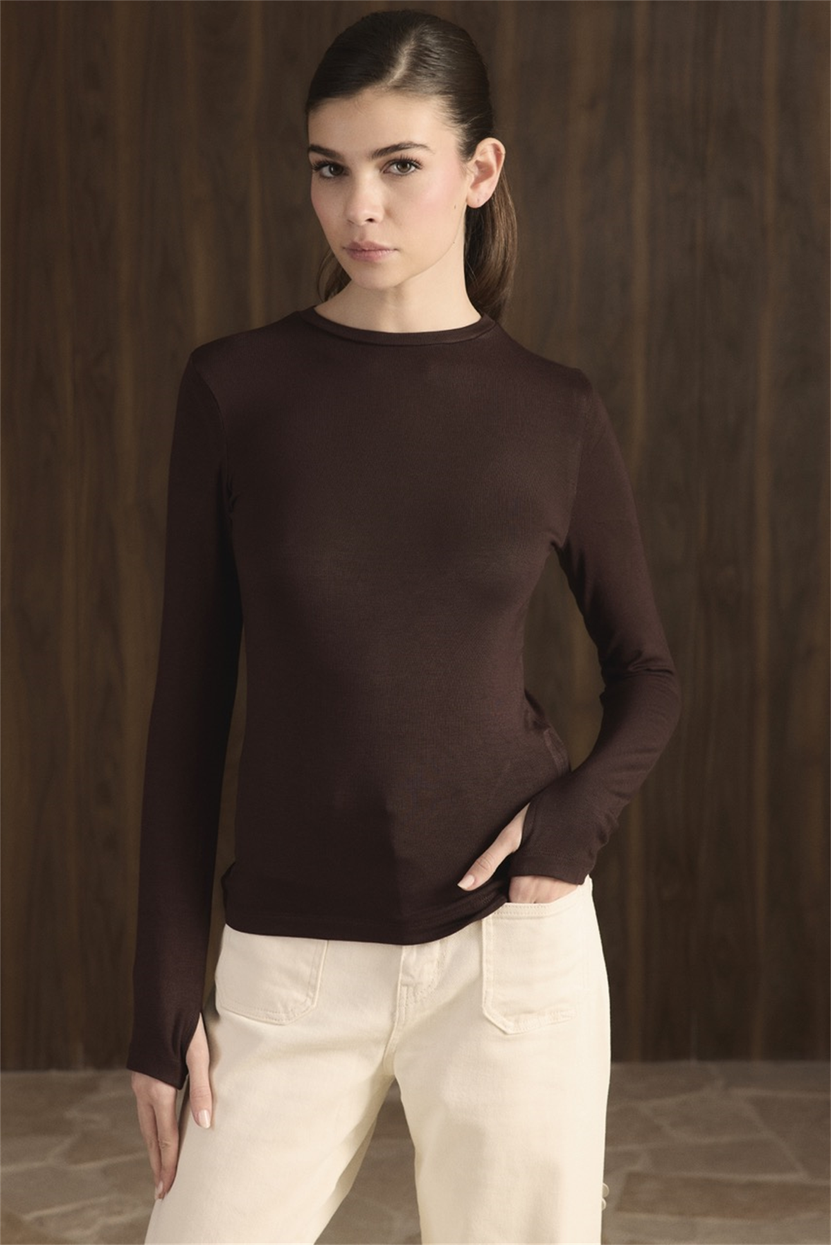 Balıkçı Yaka Basic Body - Acı Kahve