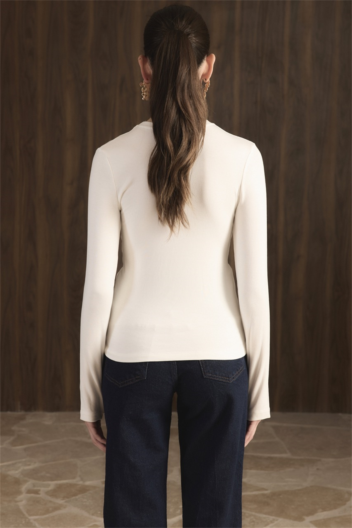 Balıkçı Yaka Basic Body - Ekru