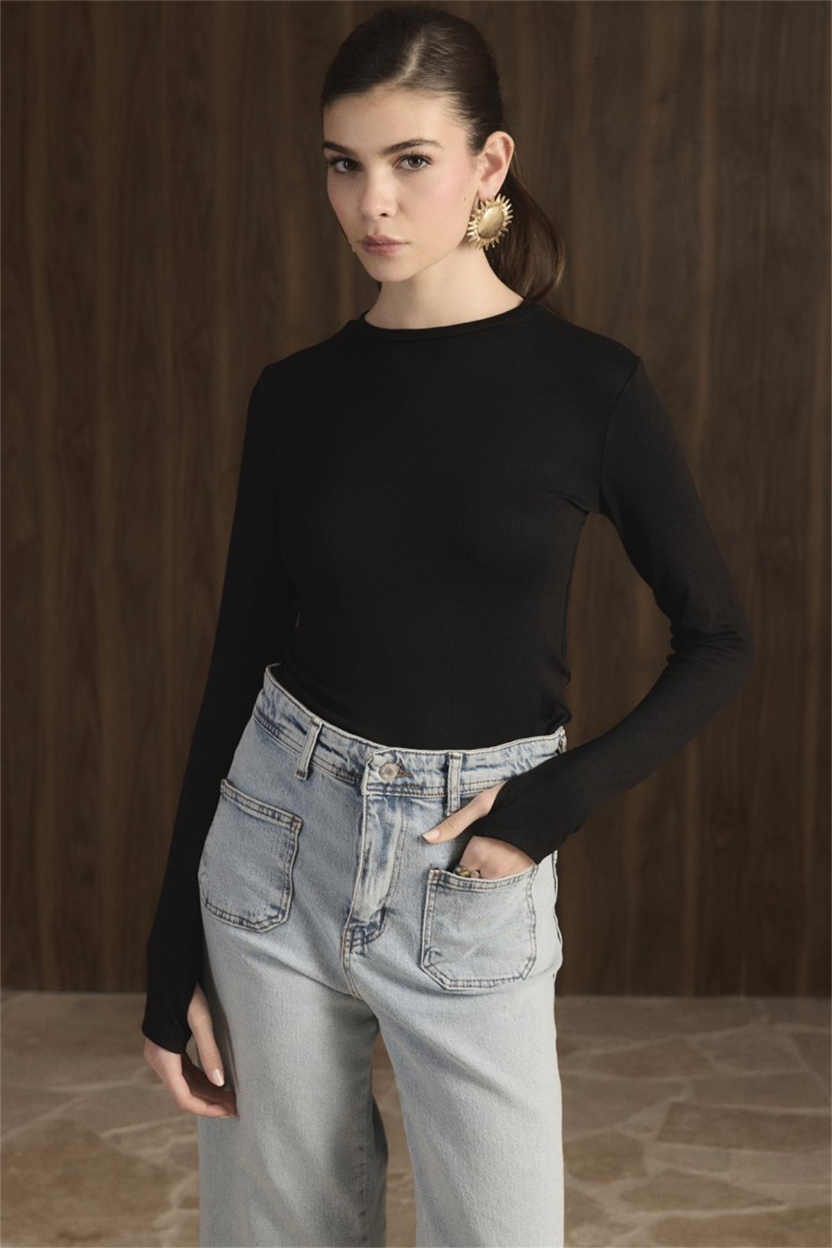 Balıkçı Yaka Basic Body - Siyah