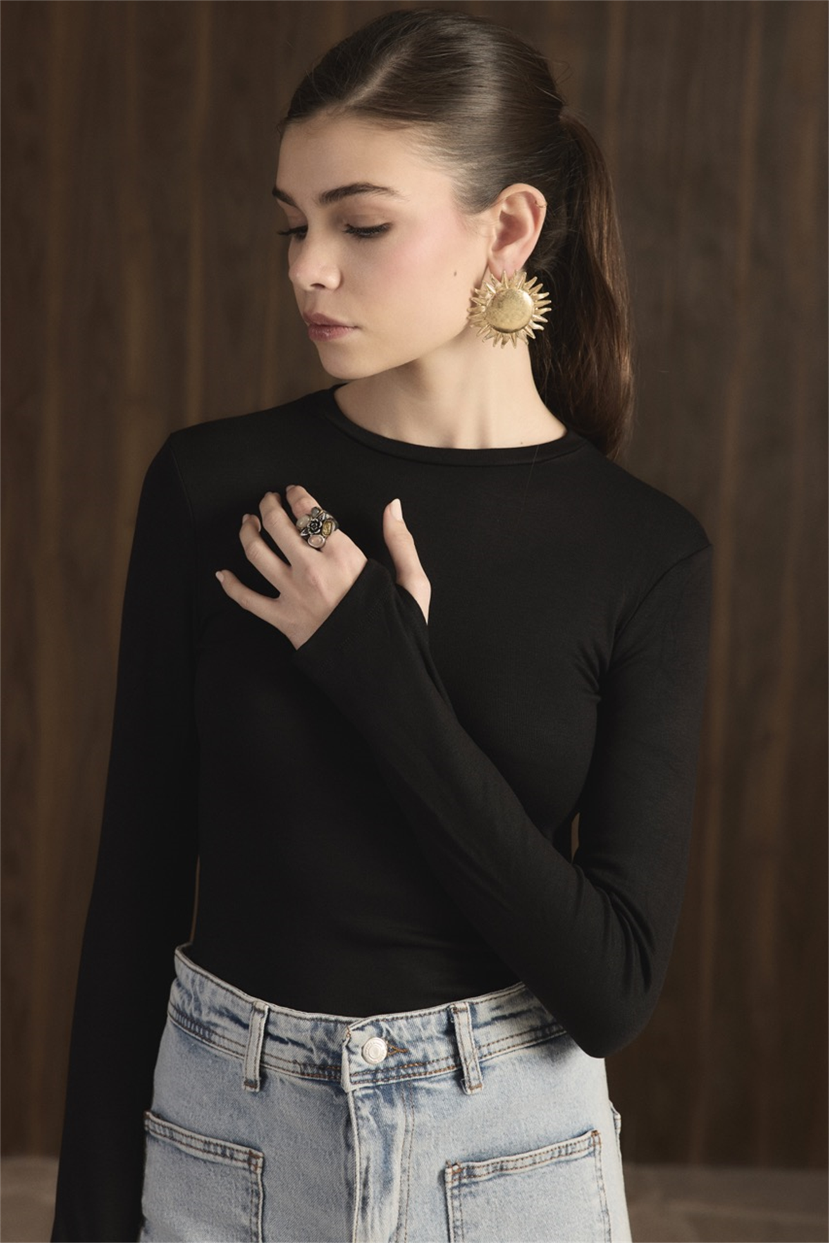 Balıkçı Yaka Basic Body - Siyah