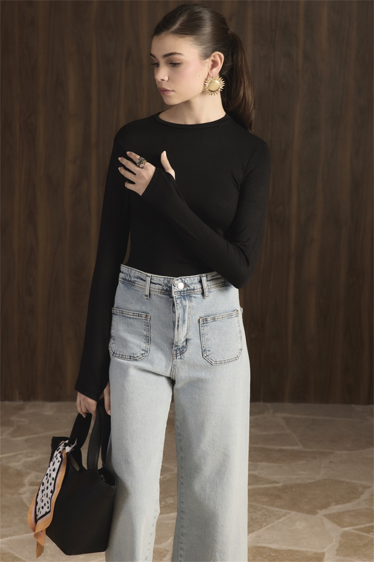 Balıkçı Yaka Basic Body - Siyah