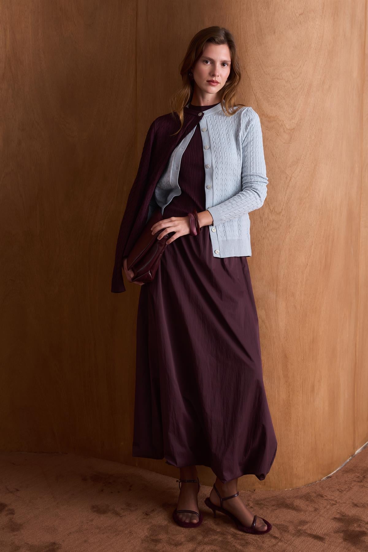 Bella Gold Düğmeli Triko Hırka - Soft Mavi