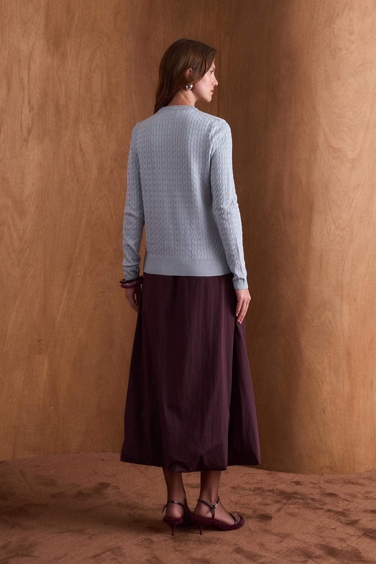 Bella Gold Düğmeli Triko Hırka - Soft Mavi