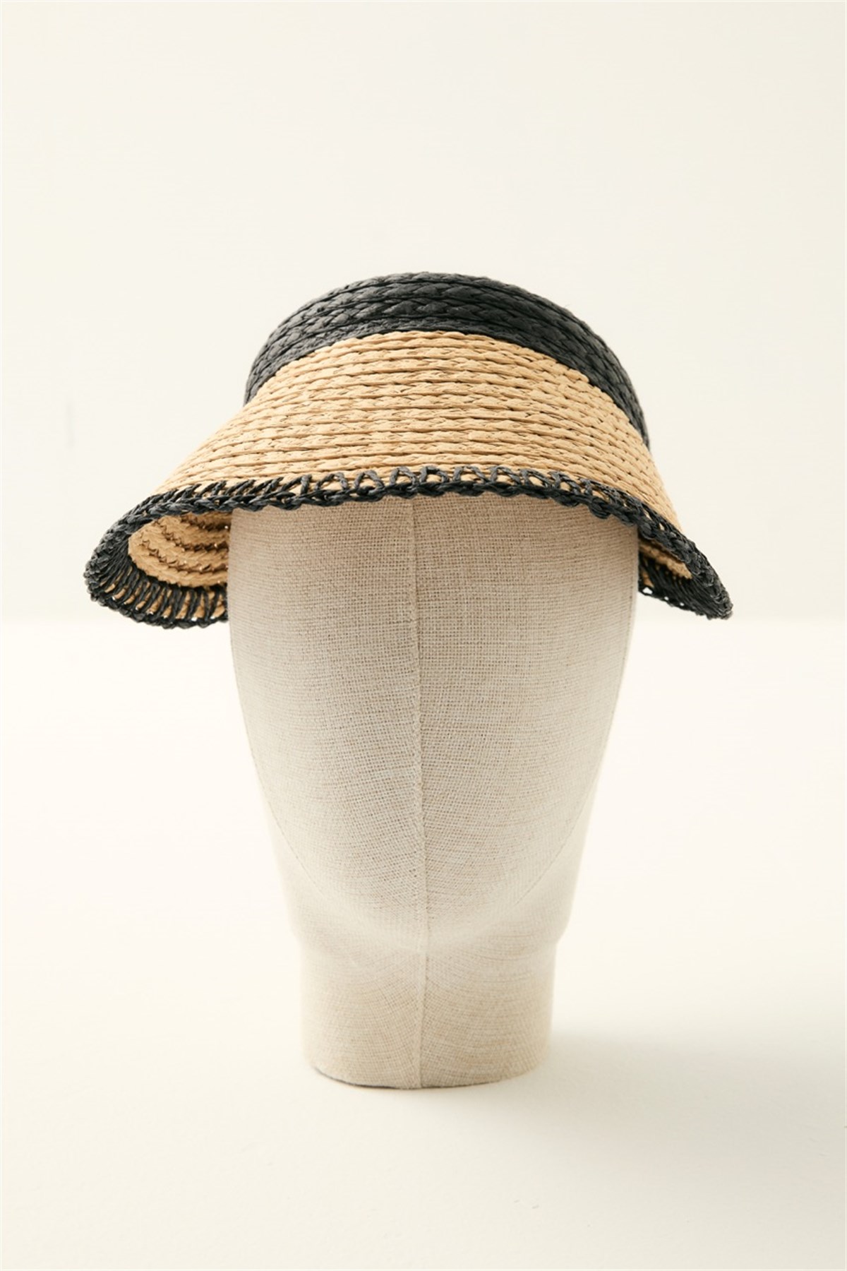 Biyesi Zikzak Detaylı Hasır Vizör Şapka - Camel