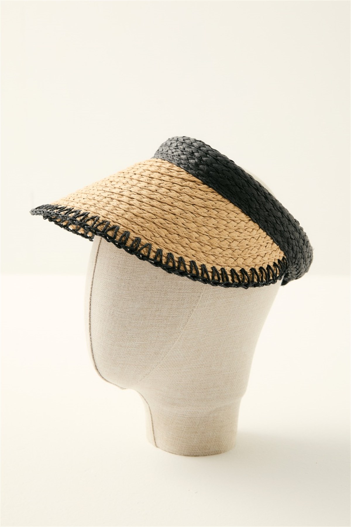 Biyesi Zikzak Detaylı Hasır Vizör Şapka - Camel