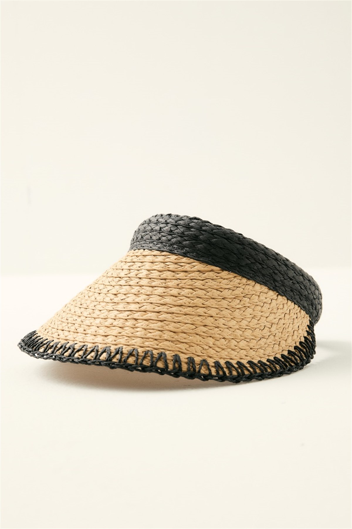 Biyesi Zikzak Detaylı Hasır Vizör Şapka - Camel