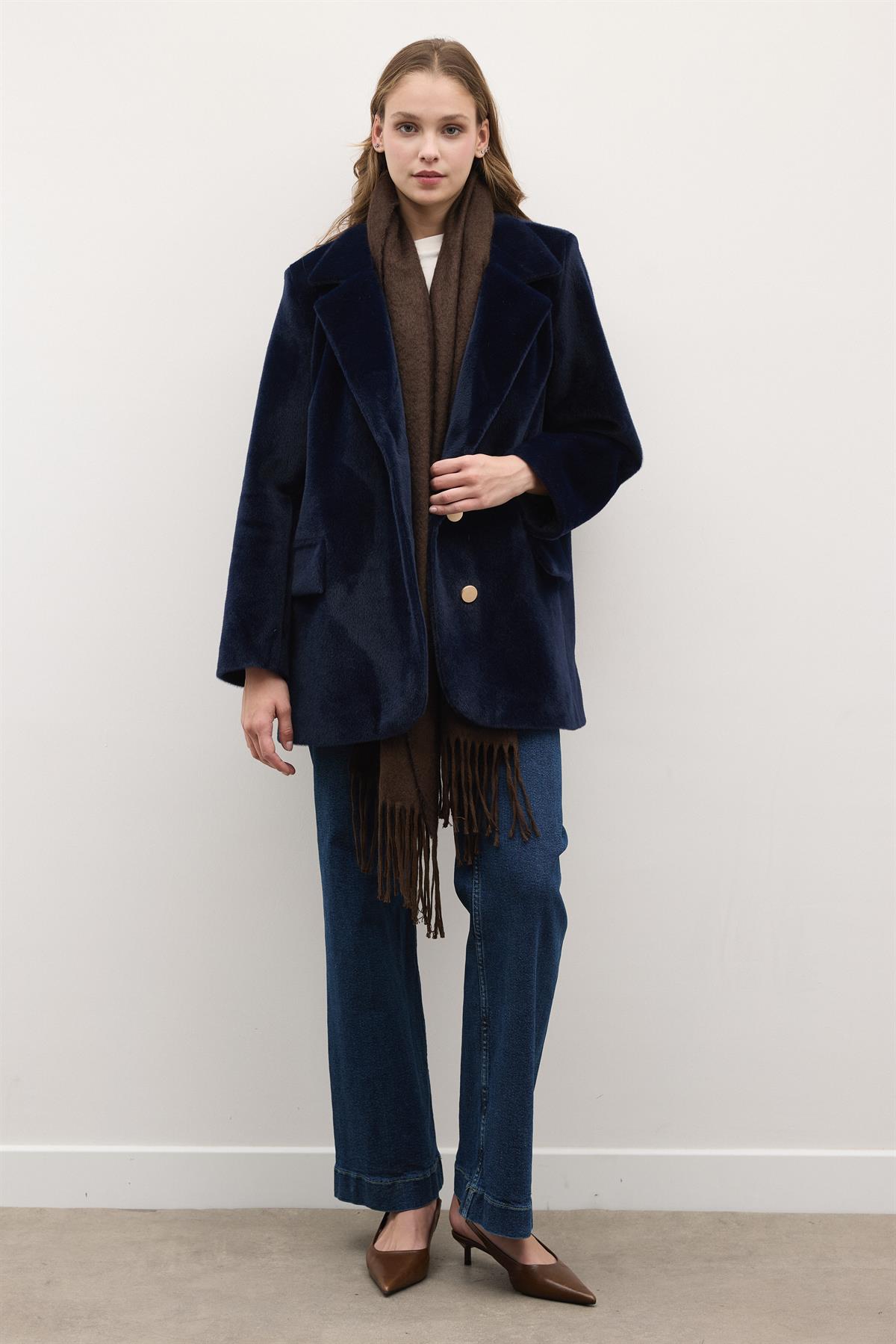 Blazer Goldfox Kemerli Ceket - Lacivert