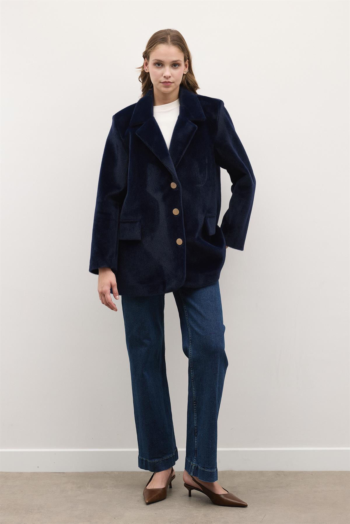 Blazer Goldfox Kemerli Ceket - Lacivert