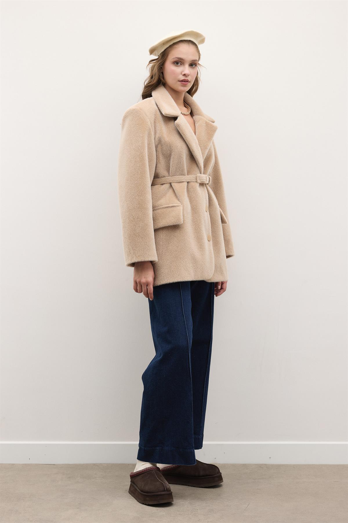 Blazer Goldfox Kemerli Ceket - Mocha