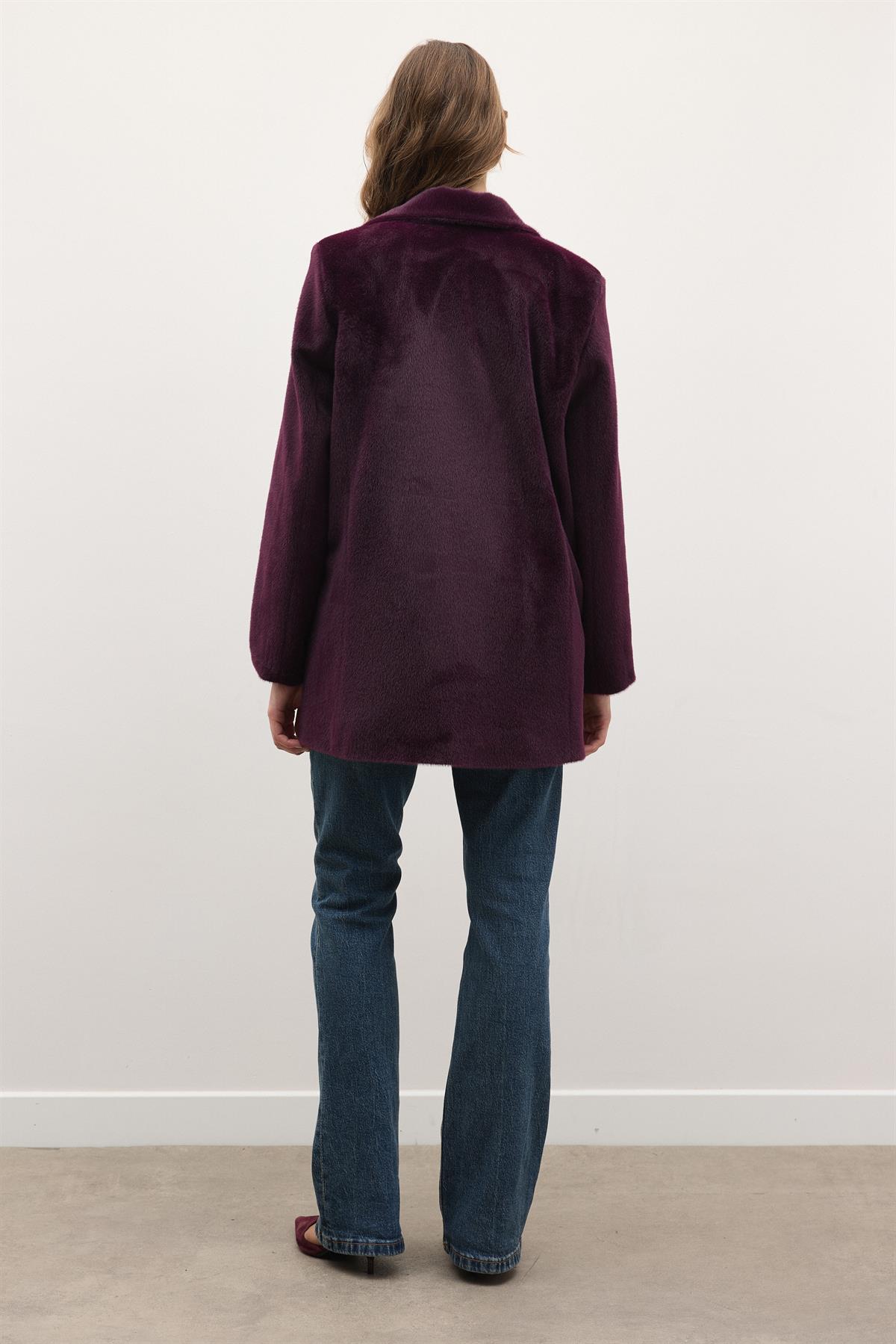 Blazer Goldfox Kemerli Ceket - Mürdüm