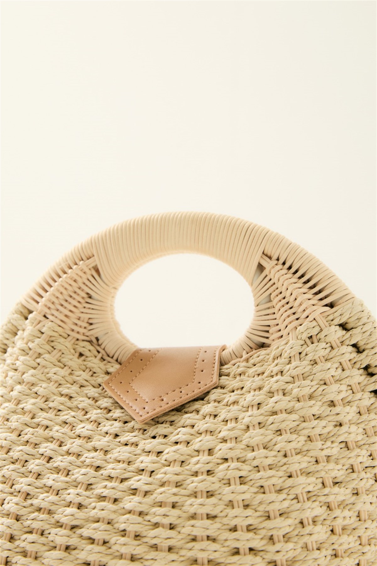 Bombel Hasır Örgü Çanta - Bej