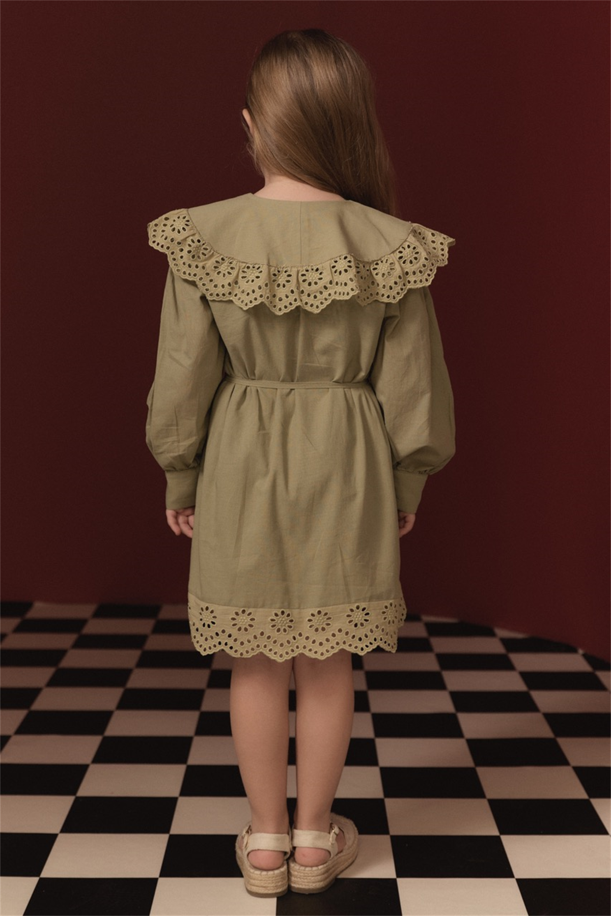 Brode Detay Pamuklu Elbise - Çağla