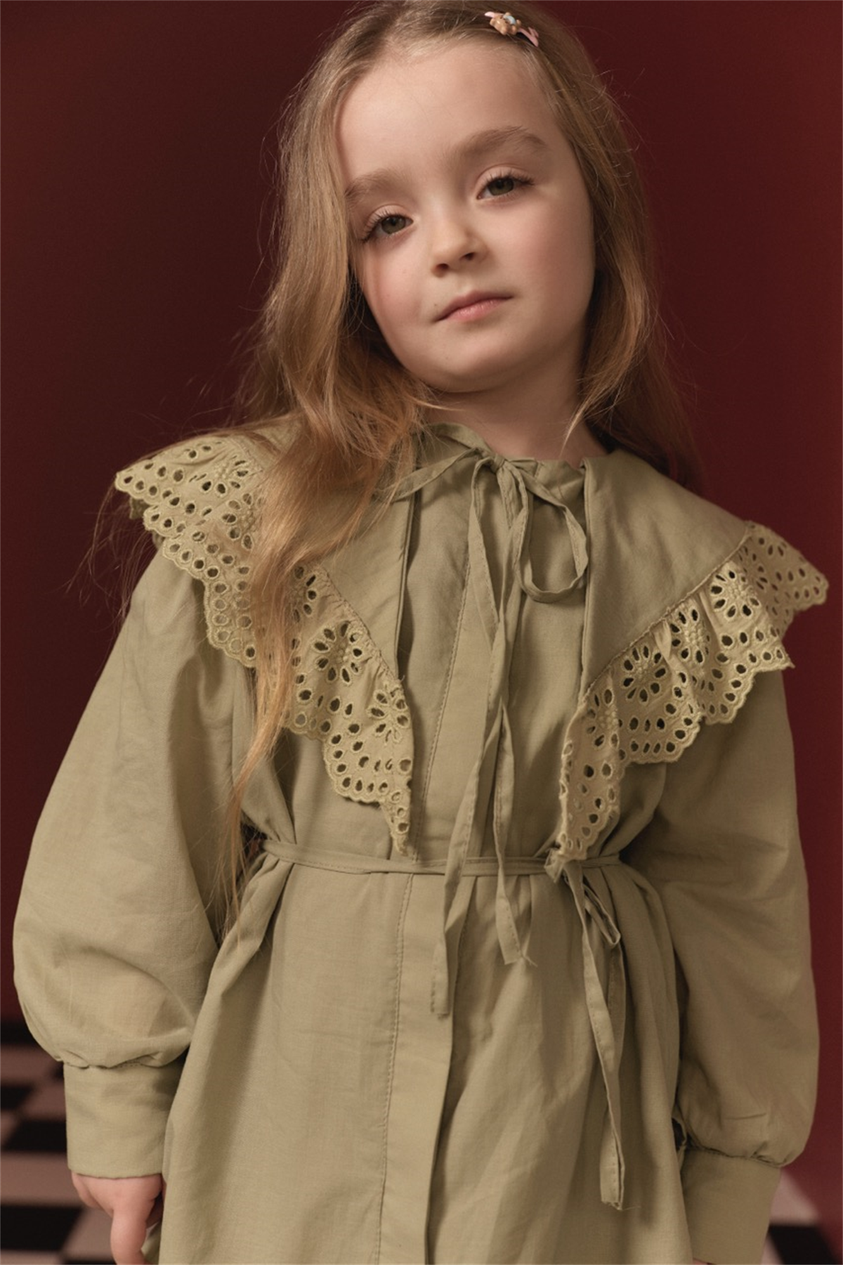 Brode Detay Pamuklu Elbise - Çağla