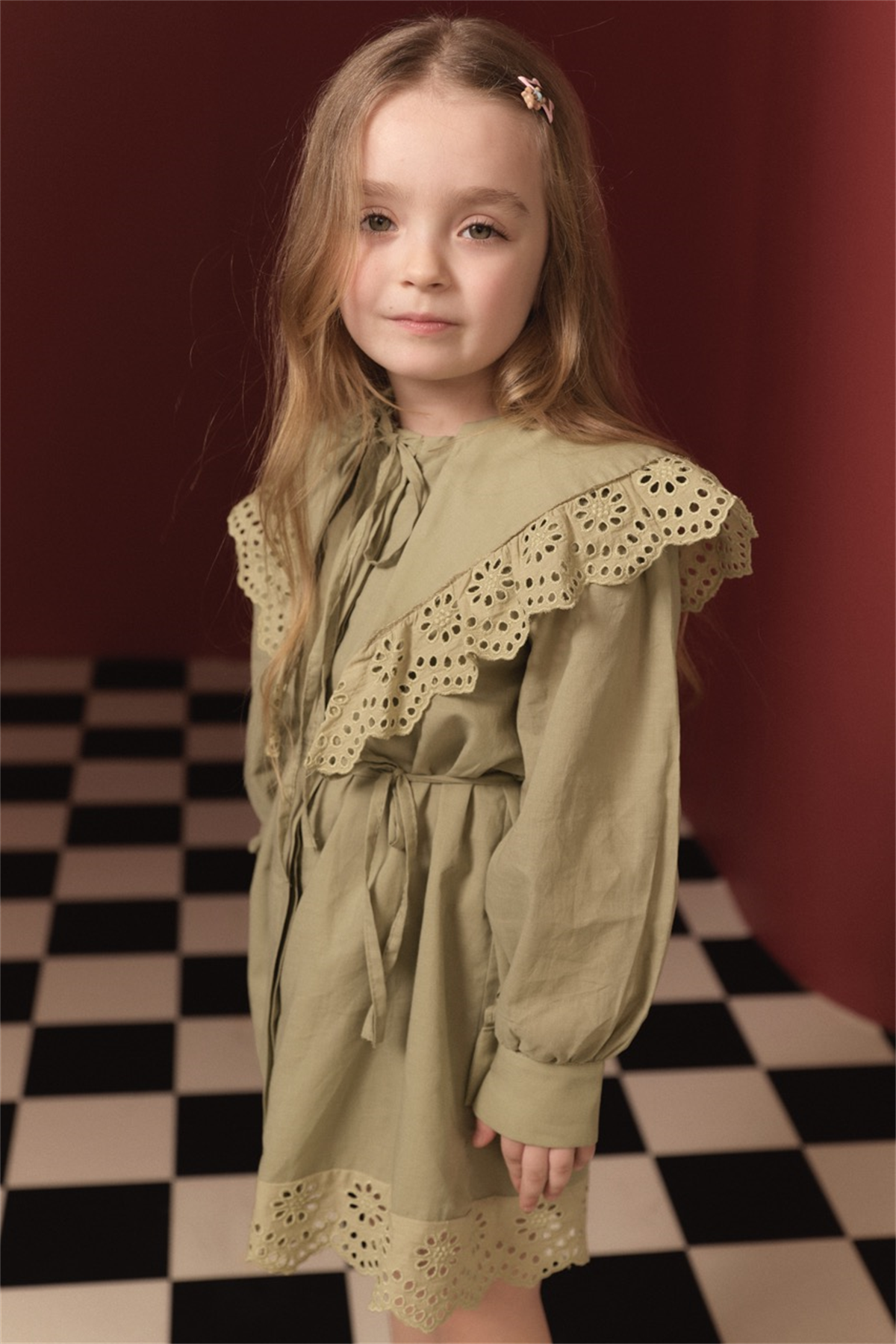 Brode Detay Pamuklu Elbise - Çağla