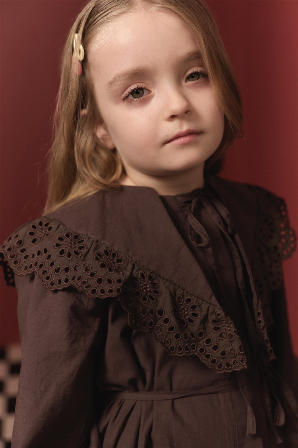 Brode Detay Pamuklu Elbise - Kahve