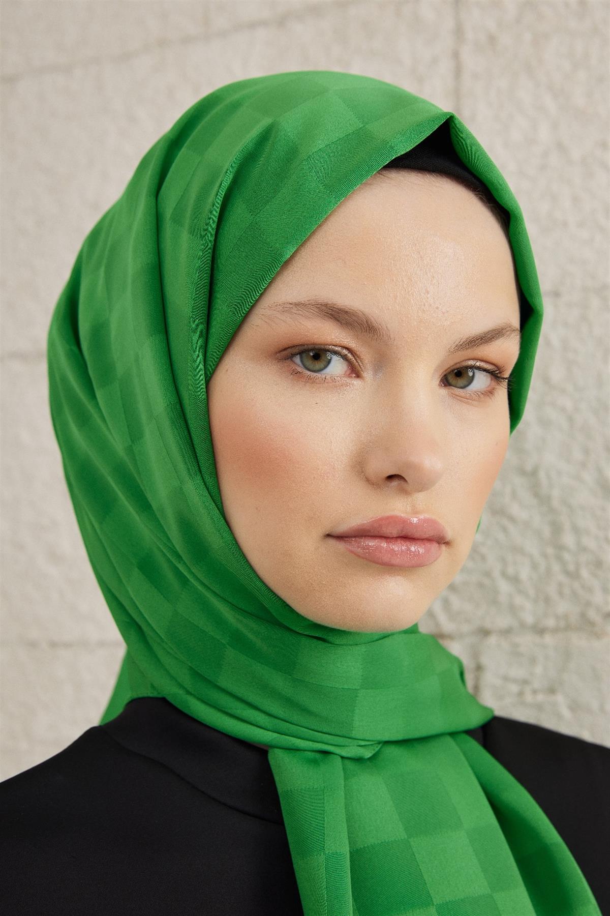 Capri Işıltılı Dama Şal - Yeşil