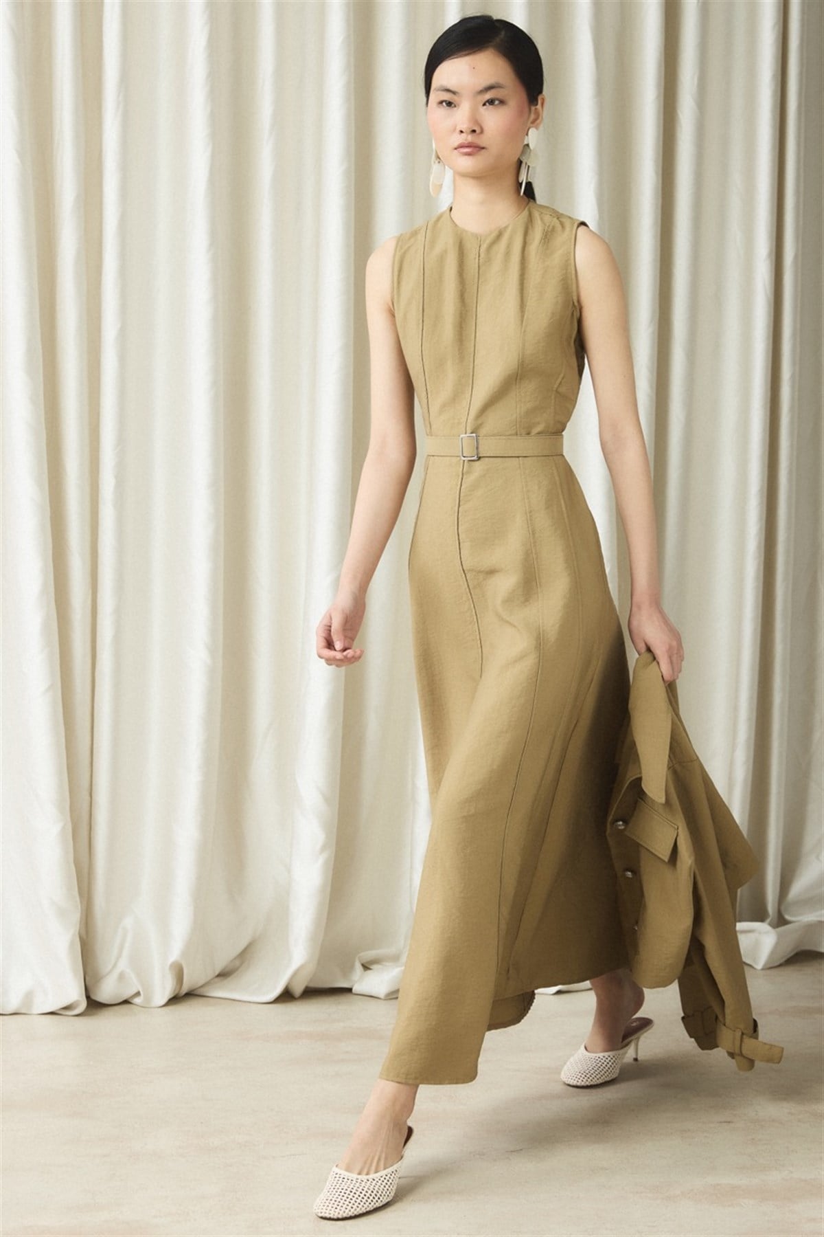 Ceketli Cupra Jile Elbise - Çağla