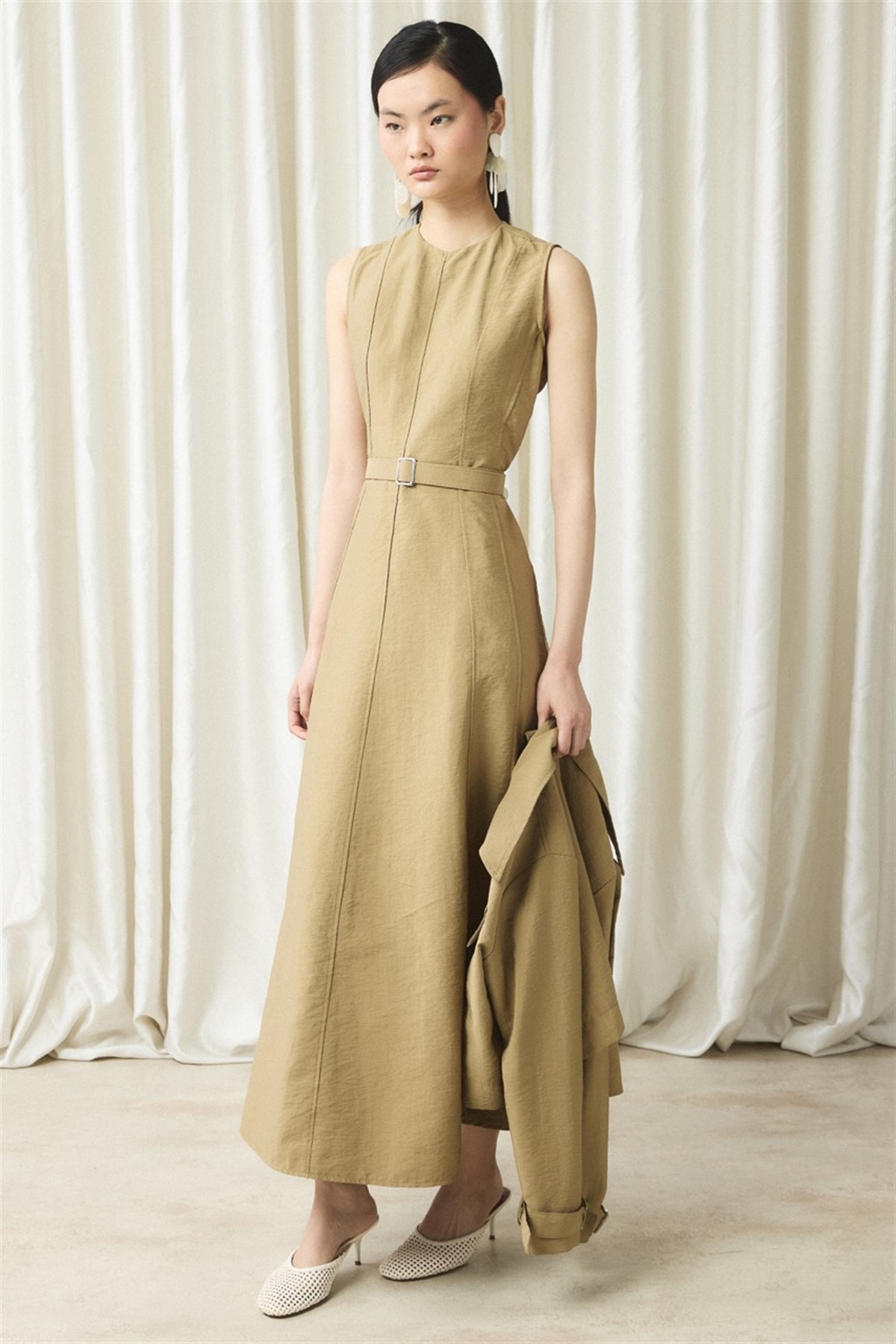 Ceketli Cupra Jile Elbise - Çağla