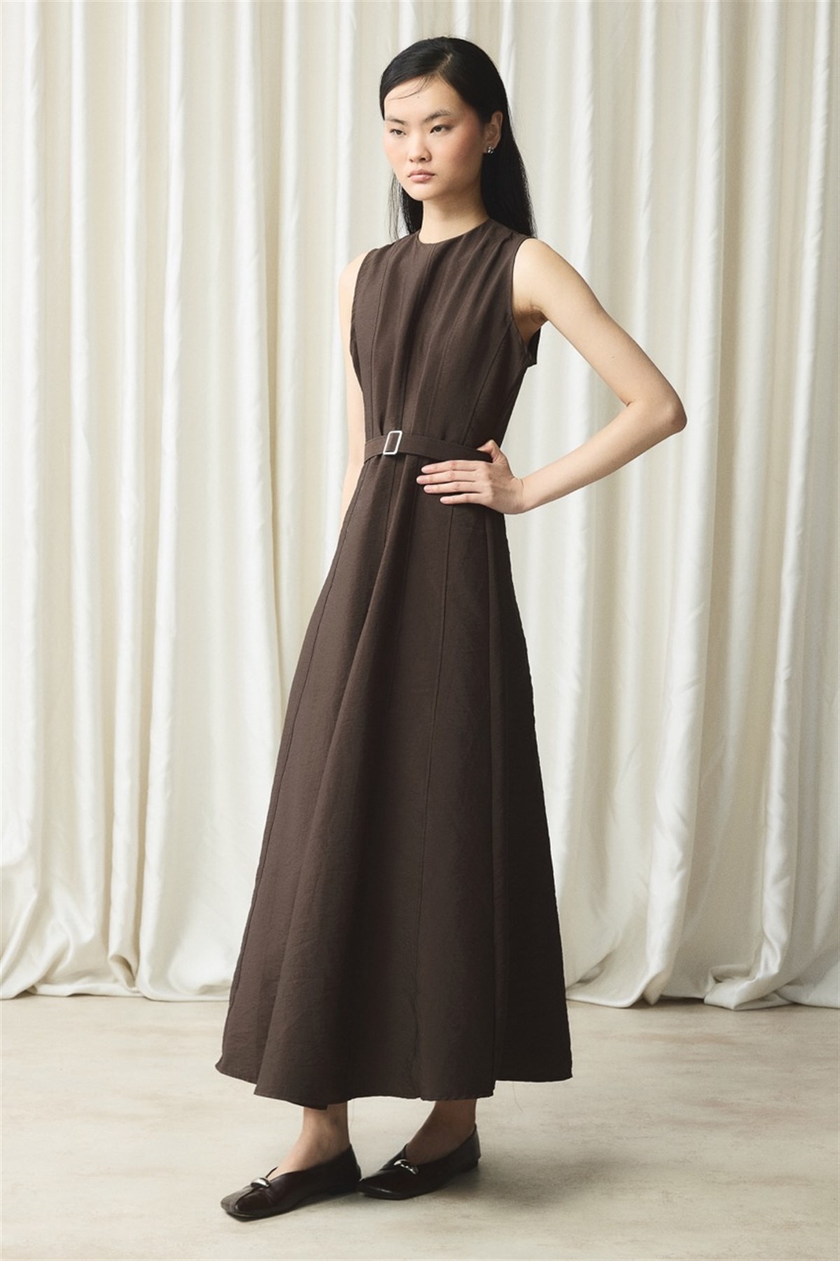 Ceketli Cupra Jile Elbise - Kahve