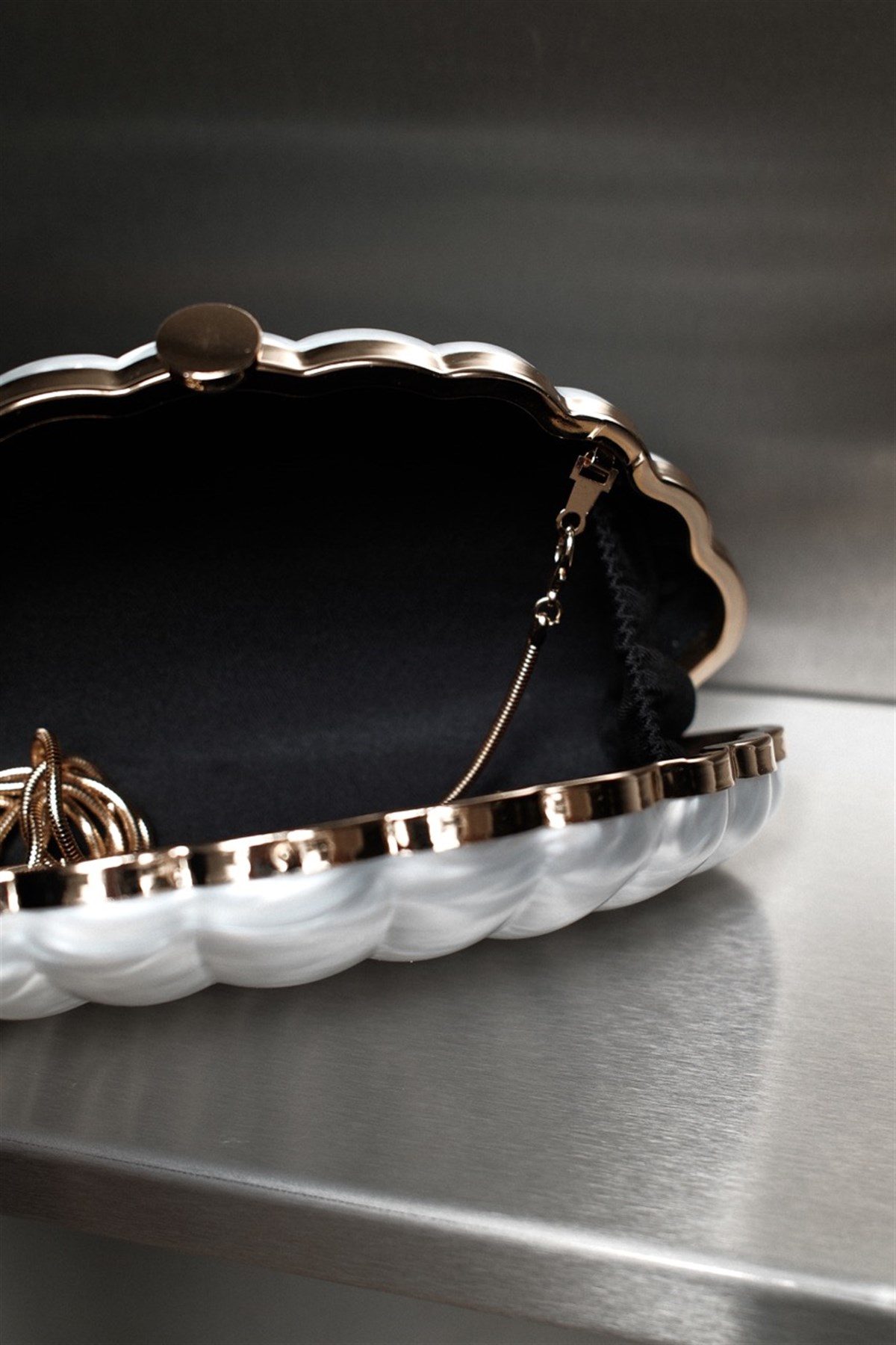 Deniz Kabuğu Clutch Abiye Çanta - Sedef