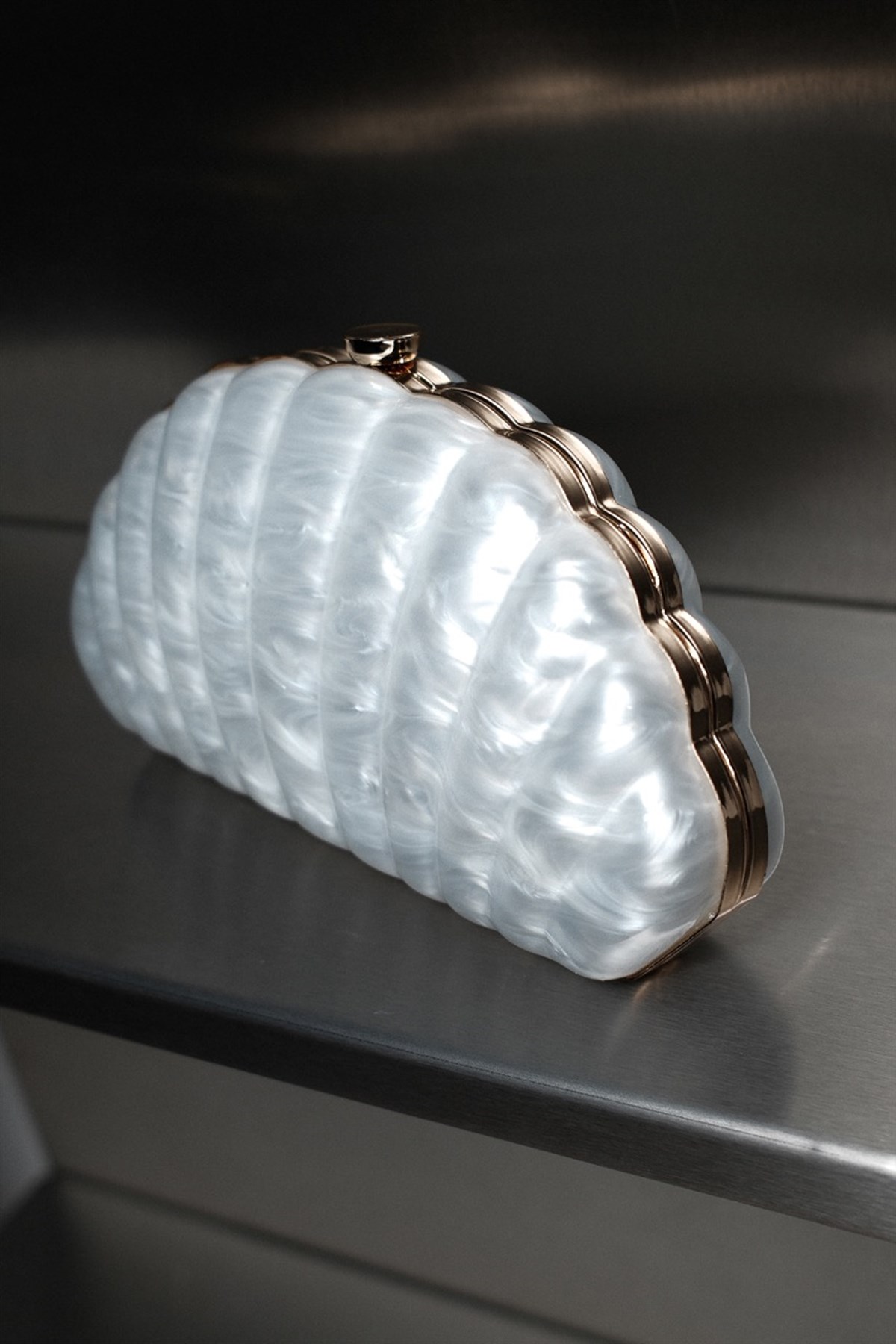 Deniz Kabuğu Clutch Abiye Çanta - Sedef