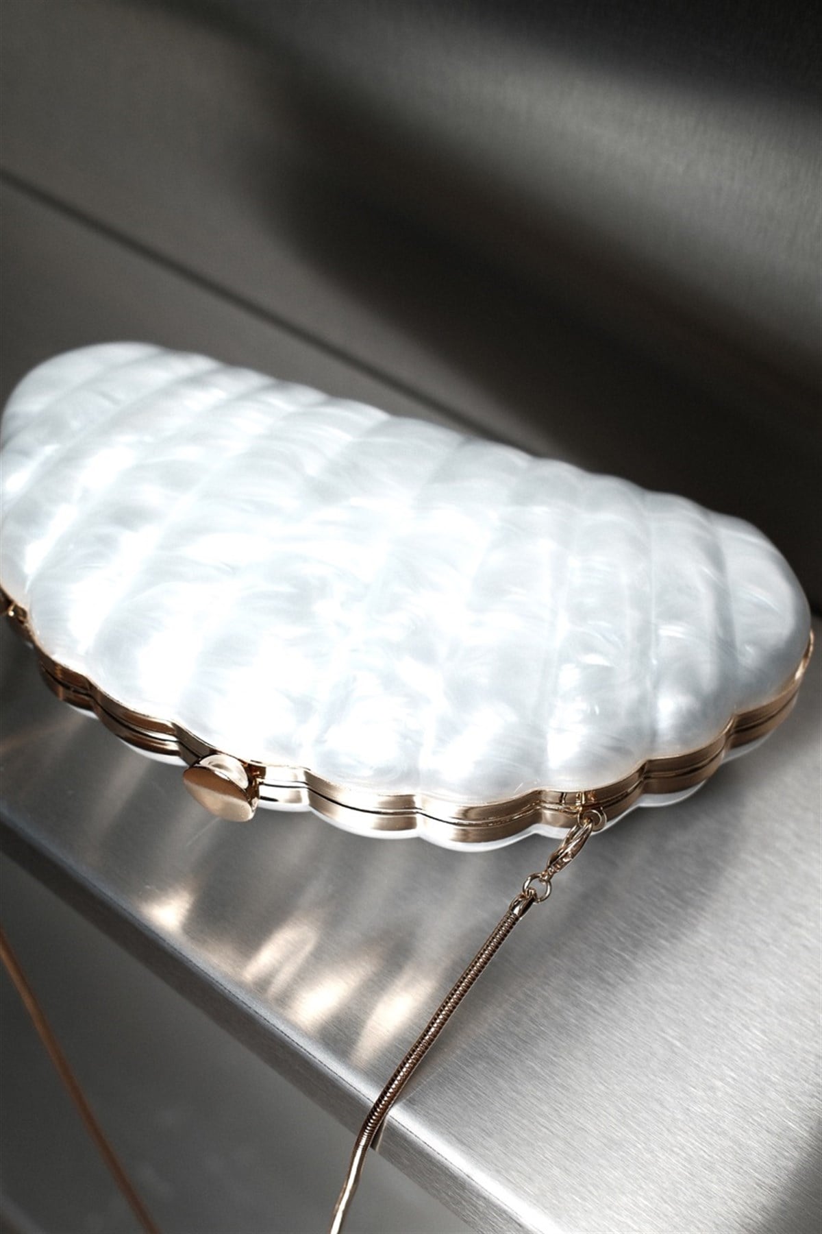 Deniz Kabuğu Clutch Abiye Çanta - Sedef