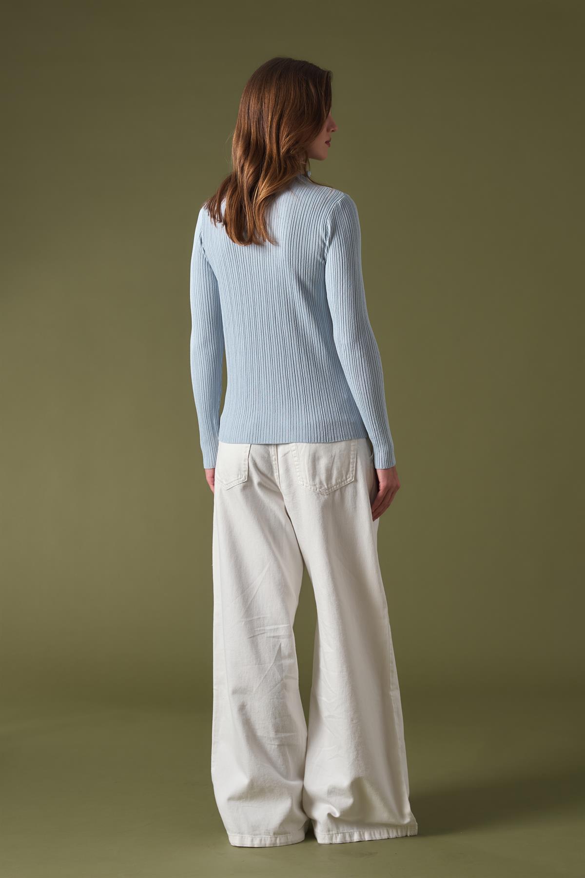 Dik Yaka Triko Body - bebe mavisi