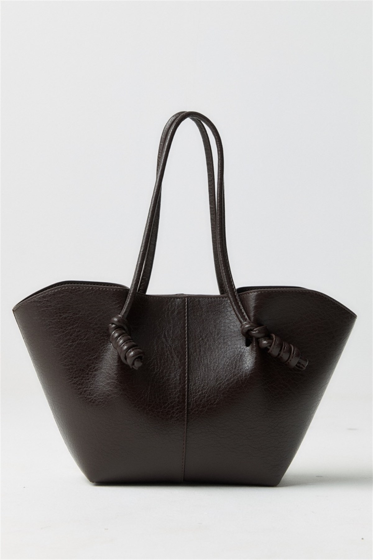 Düğüm Detaylı Asimetrik Çanta - Acı Kahve