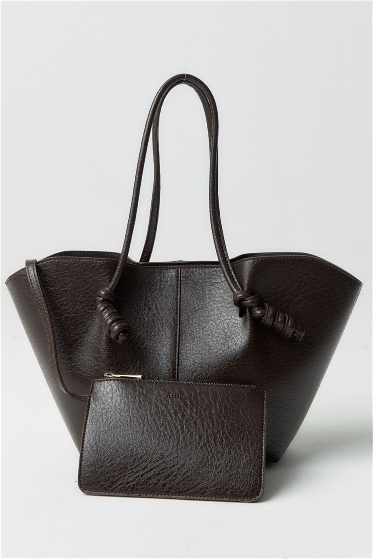 Düğüm Detaylı Asimetrik Çanta - Acı Kahve