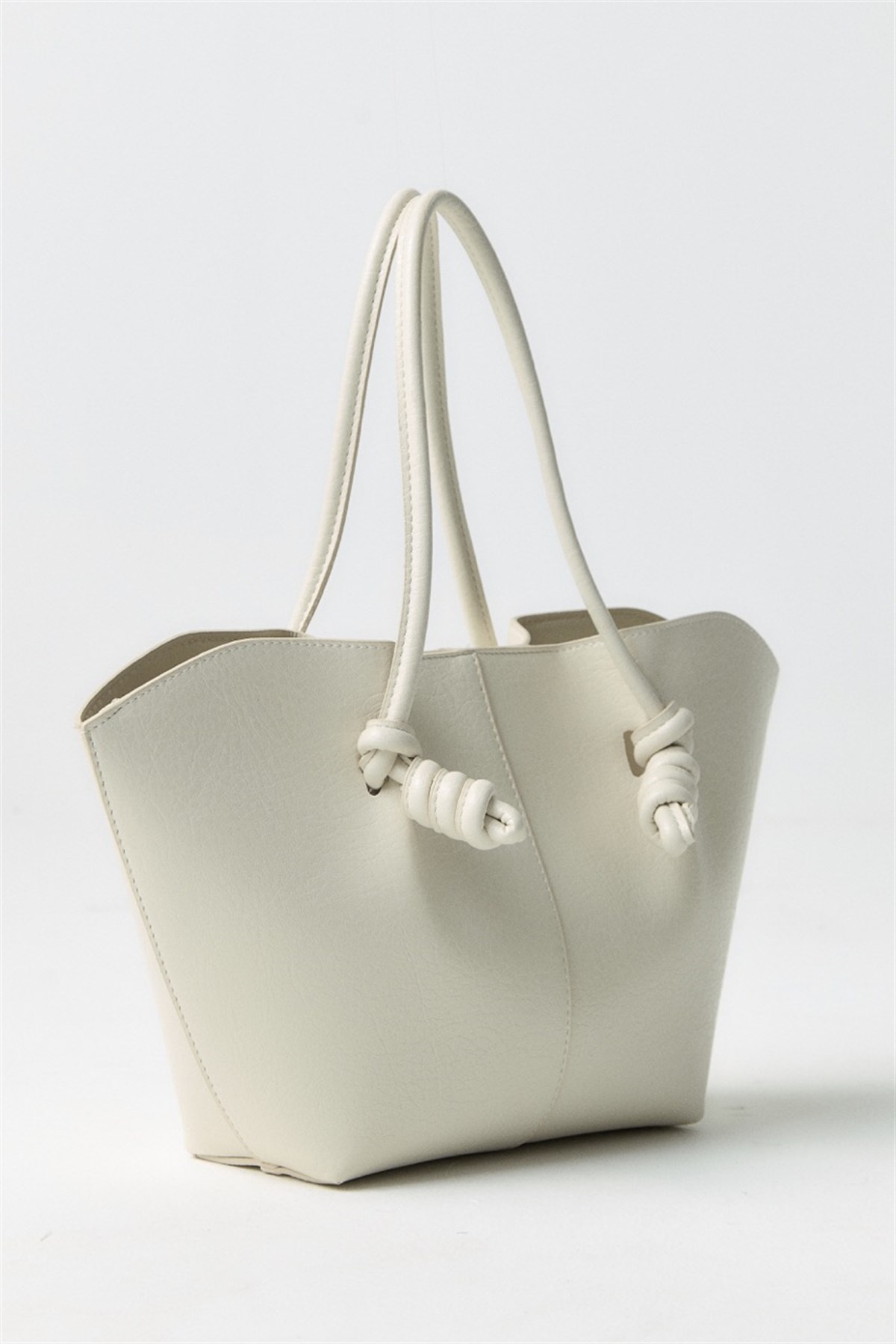 Düğüm Detaylı Asimetrik Çanta - Bej