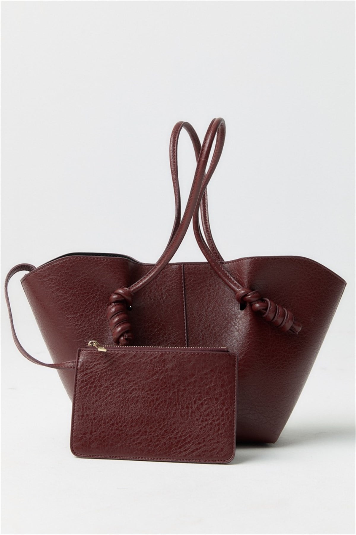 Düğüm Detaylı Asimetrik Çanta - Bordo