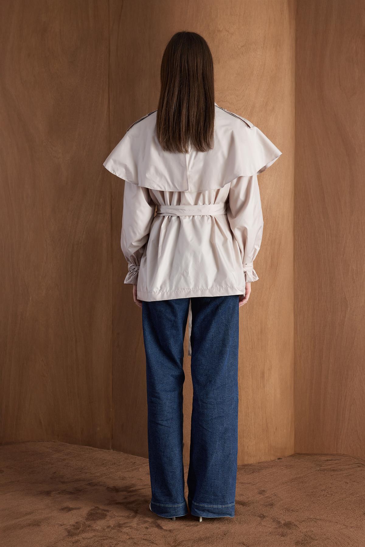 Eloria Pelerinli Yağmurluk - Bej