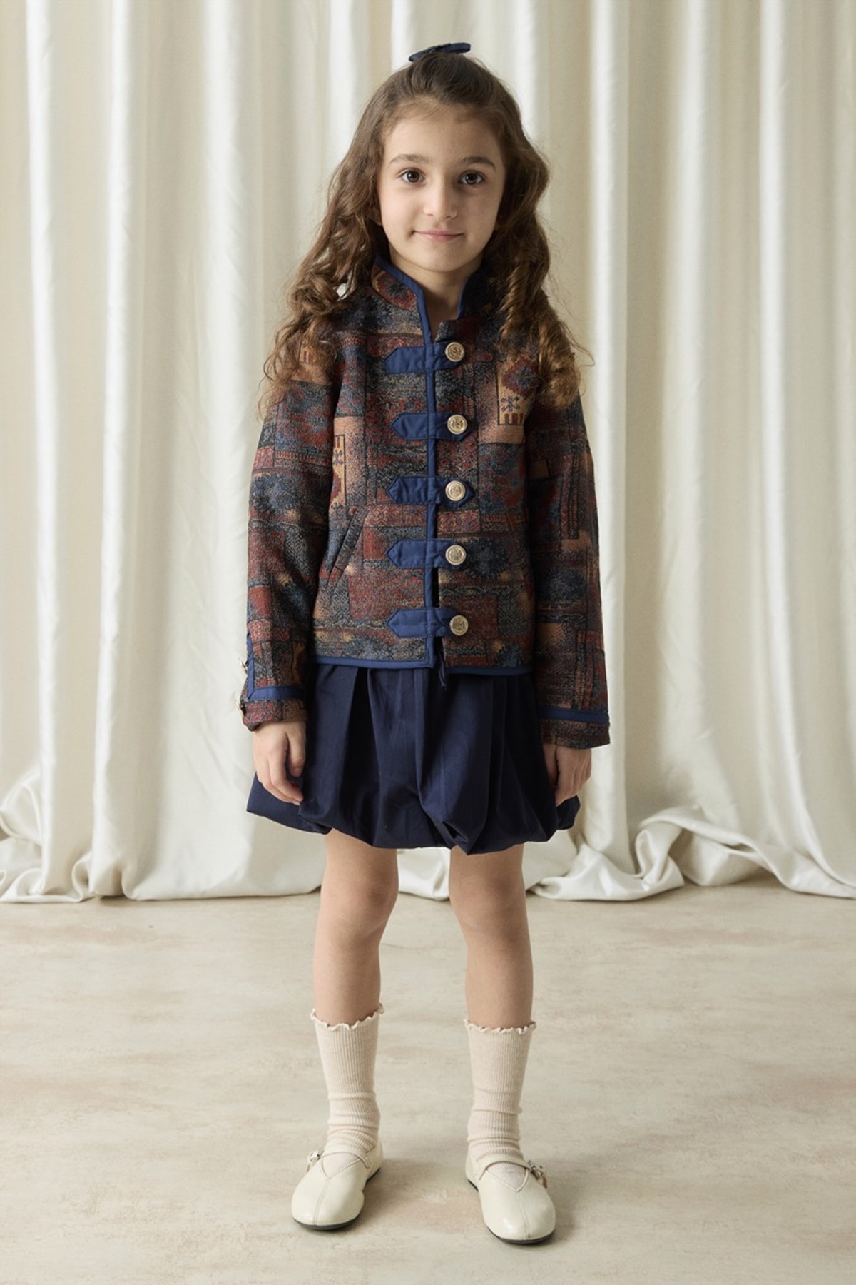 Etnik Desenli Jakar Ceket - Kahve