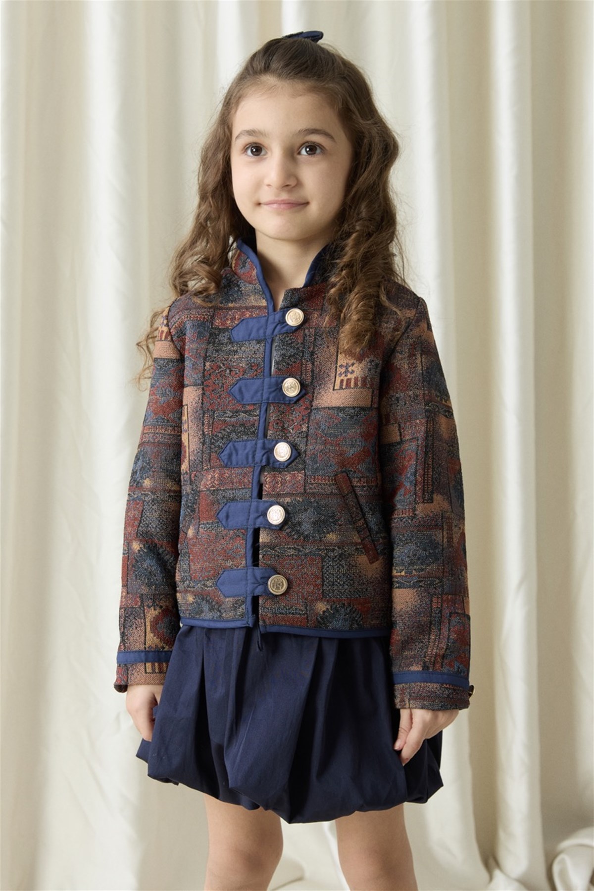 Etnik Desenli Jakar Ceket - Kahve