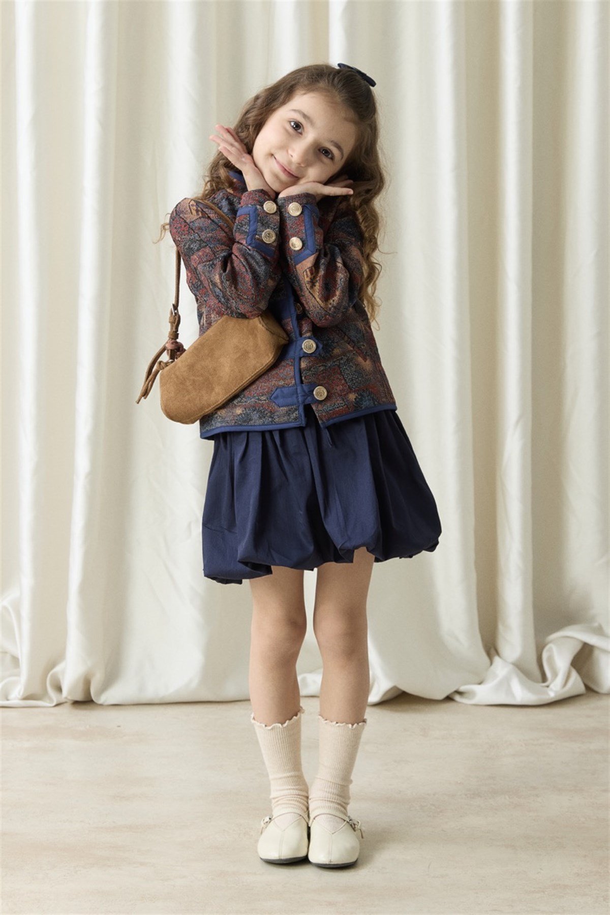 Etnik Desenli Jakar Ceket - Kahve