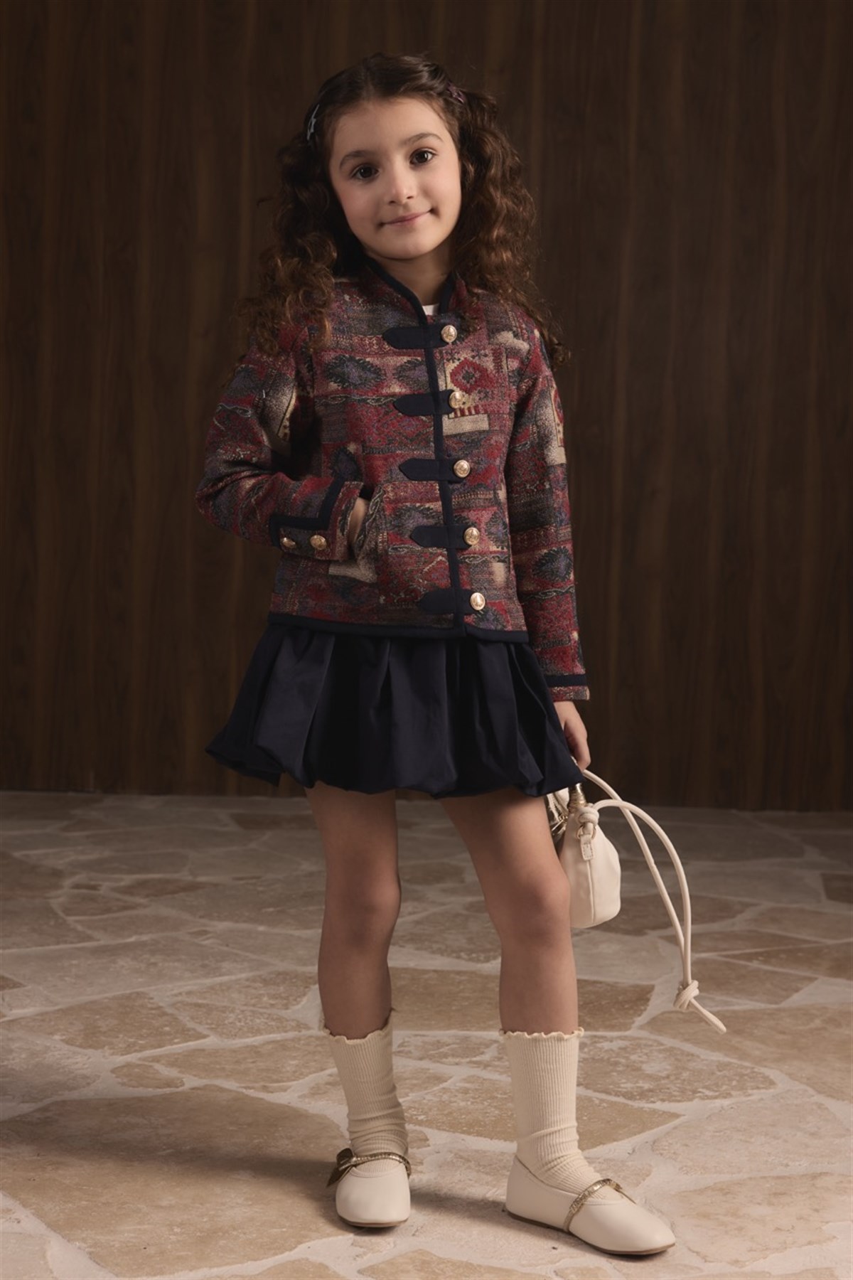 Etnik Desenli Jakar Ceket - Kırmızı