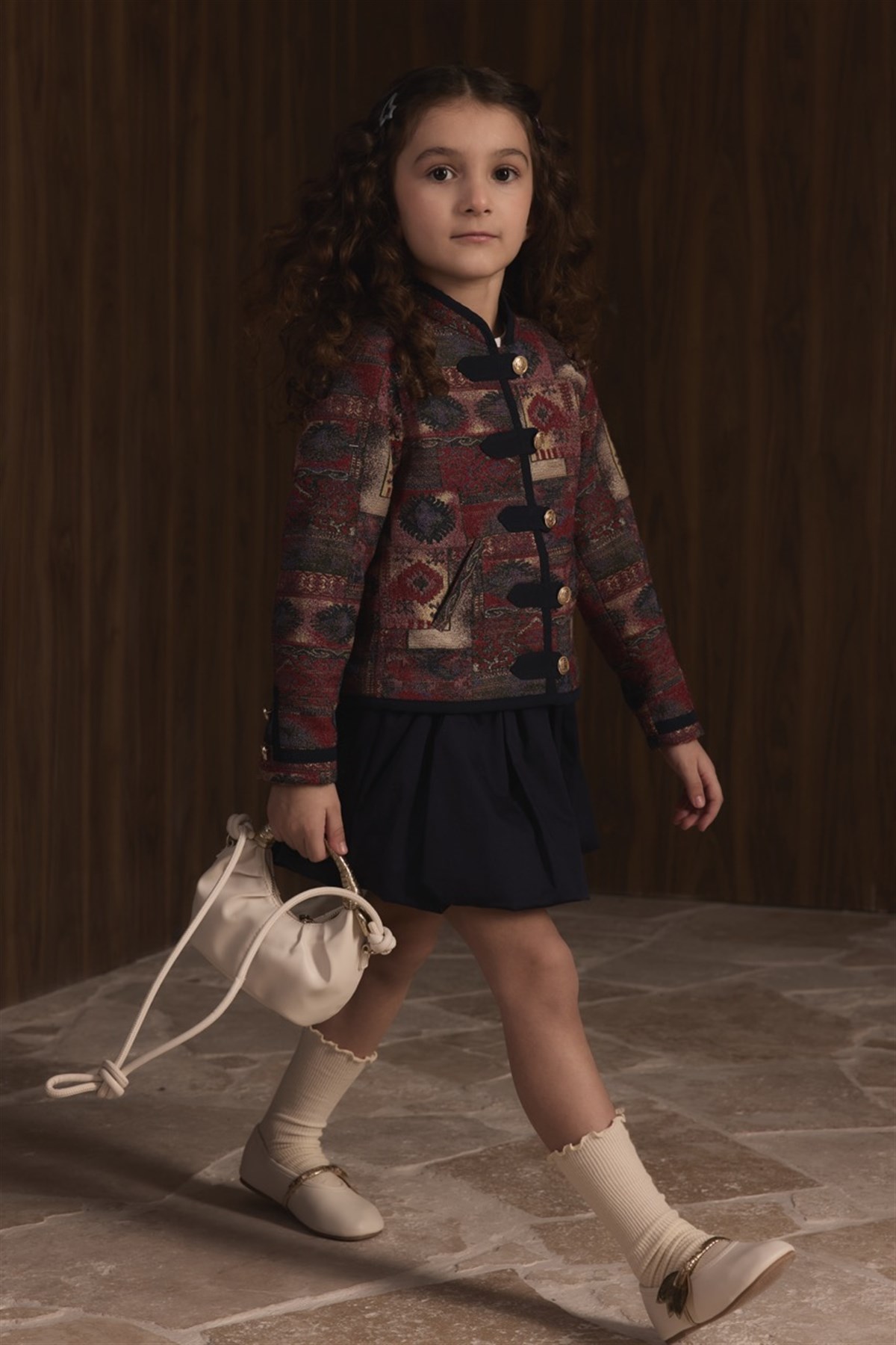 Etnik Desenli Jakar Ceket - Kırmızı