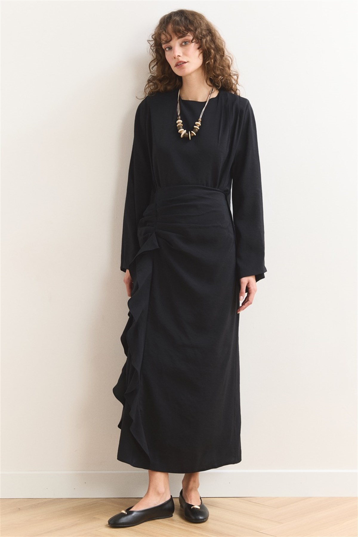 Fırfır Etek Detaylı Takım - Siyah