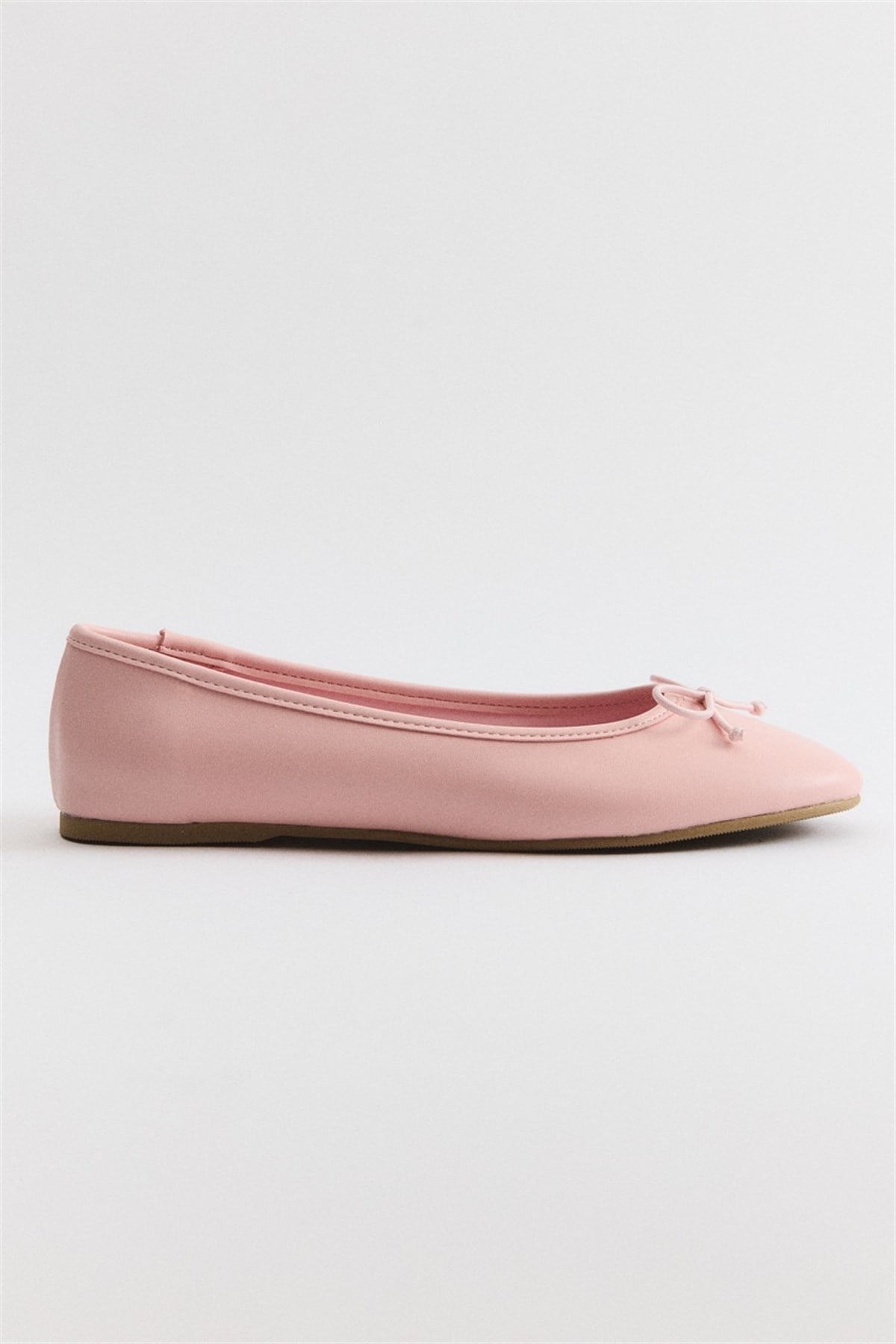 Fiyonklu Deri Mat Babet - Pembe