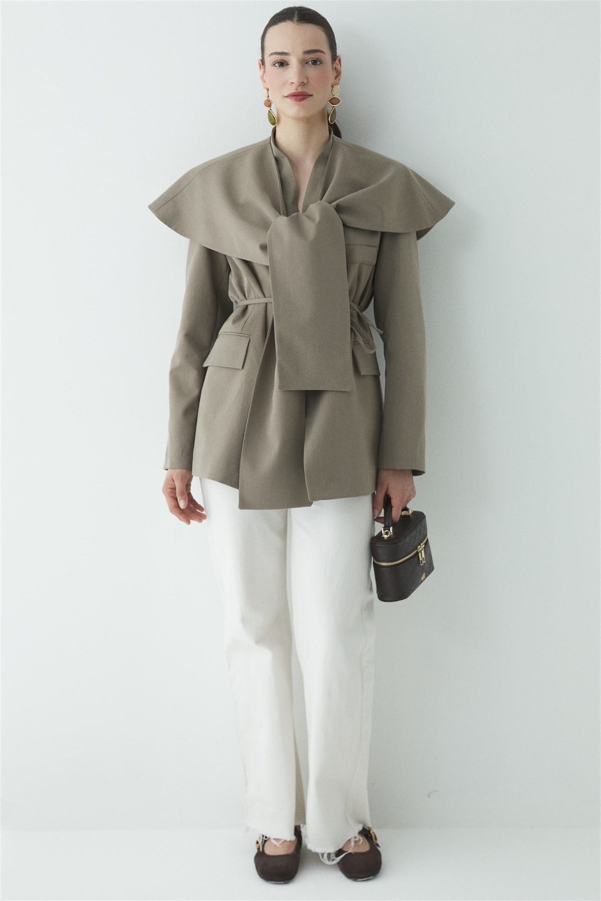 Fularlı Double Blazer Ceket - Çağla