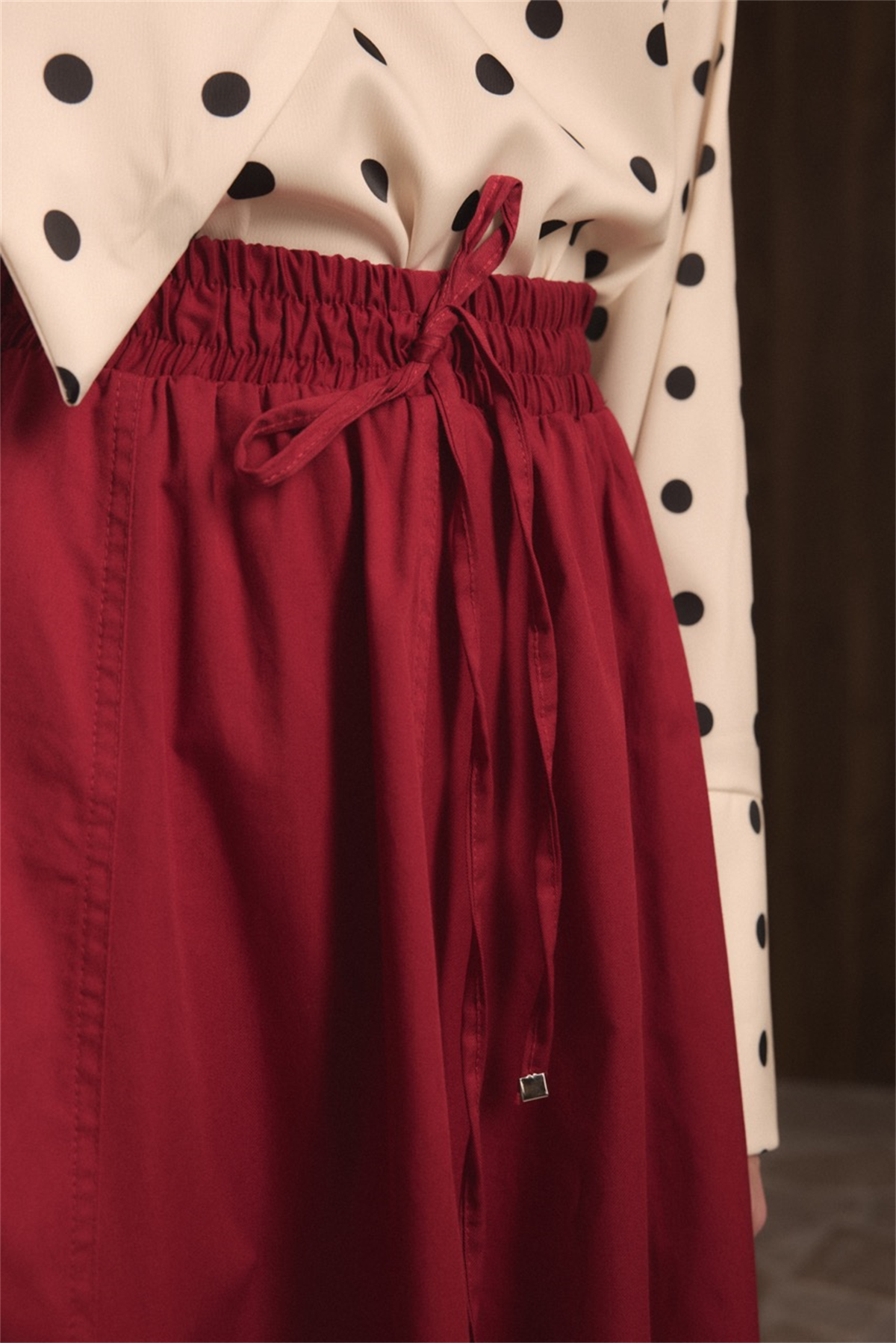 Gabardin Kloş Etek - Kırmızı