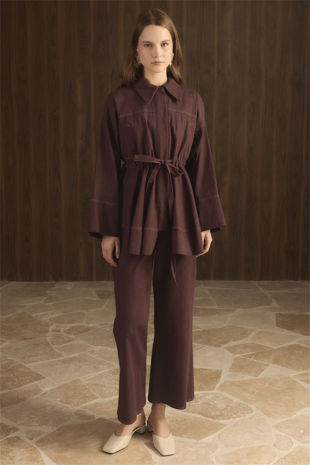 Gemma Bel Tünelli Kot Takım - Bordo