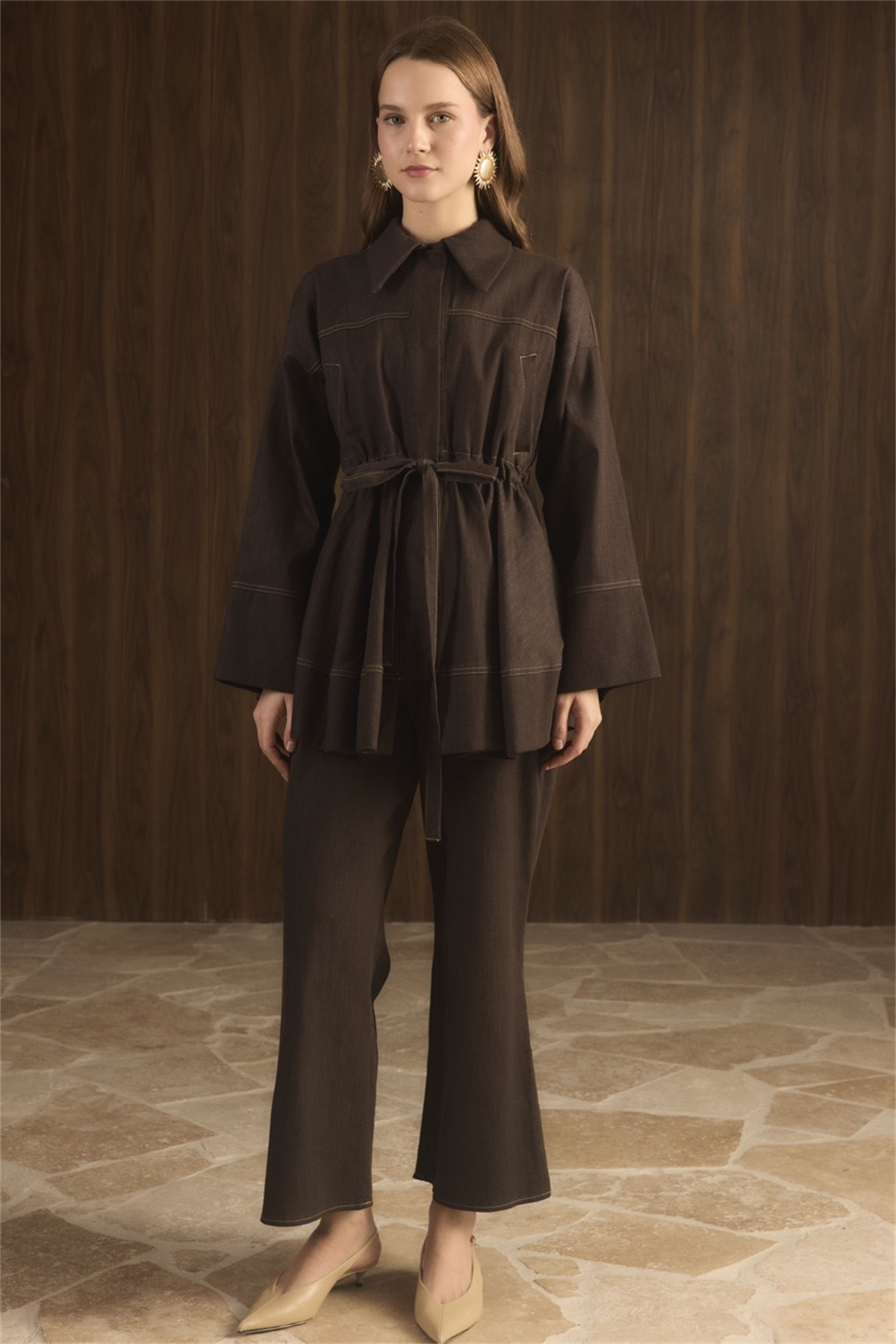 Gemma Bel Tünelli Kot Takım - Kahve