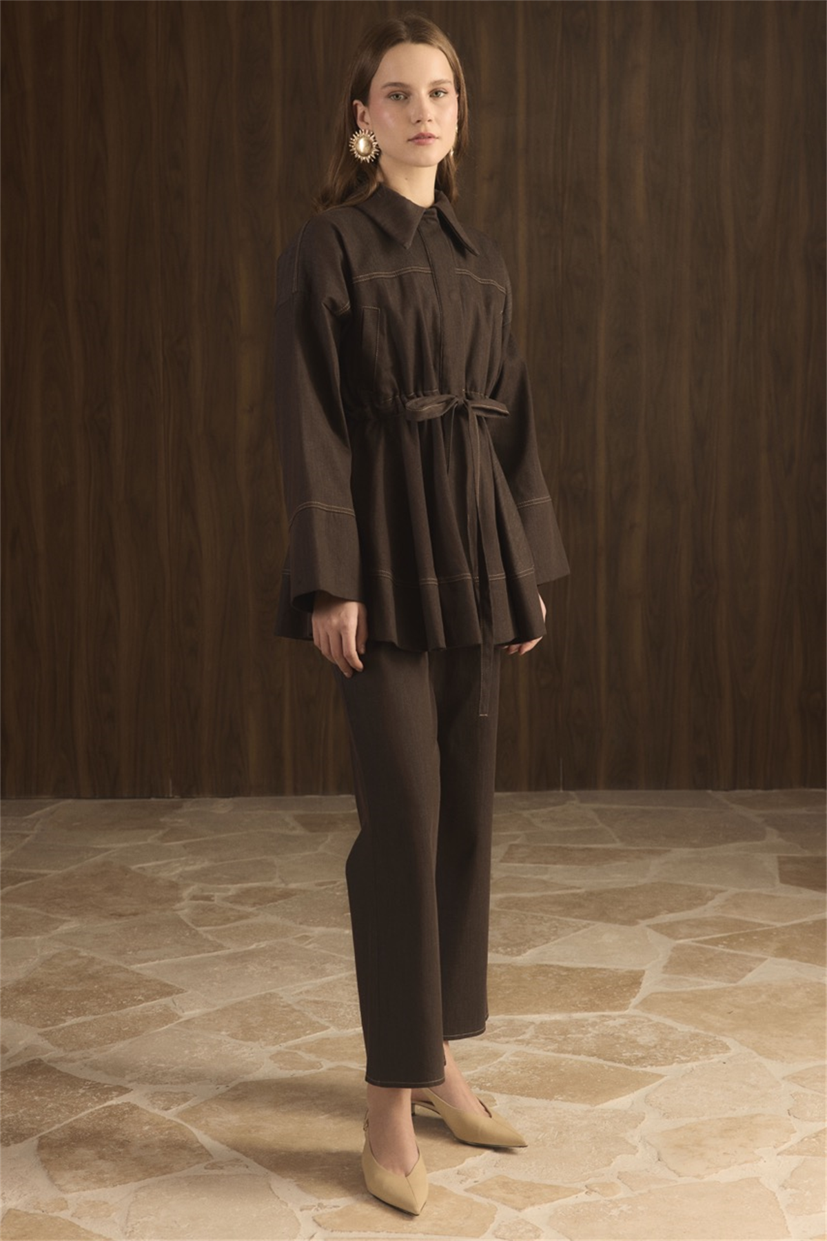 Gemma Bel Tünelli Kot Takım - Kahve